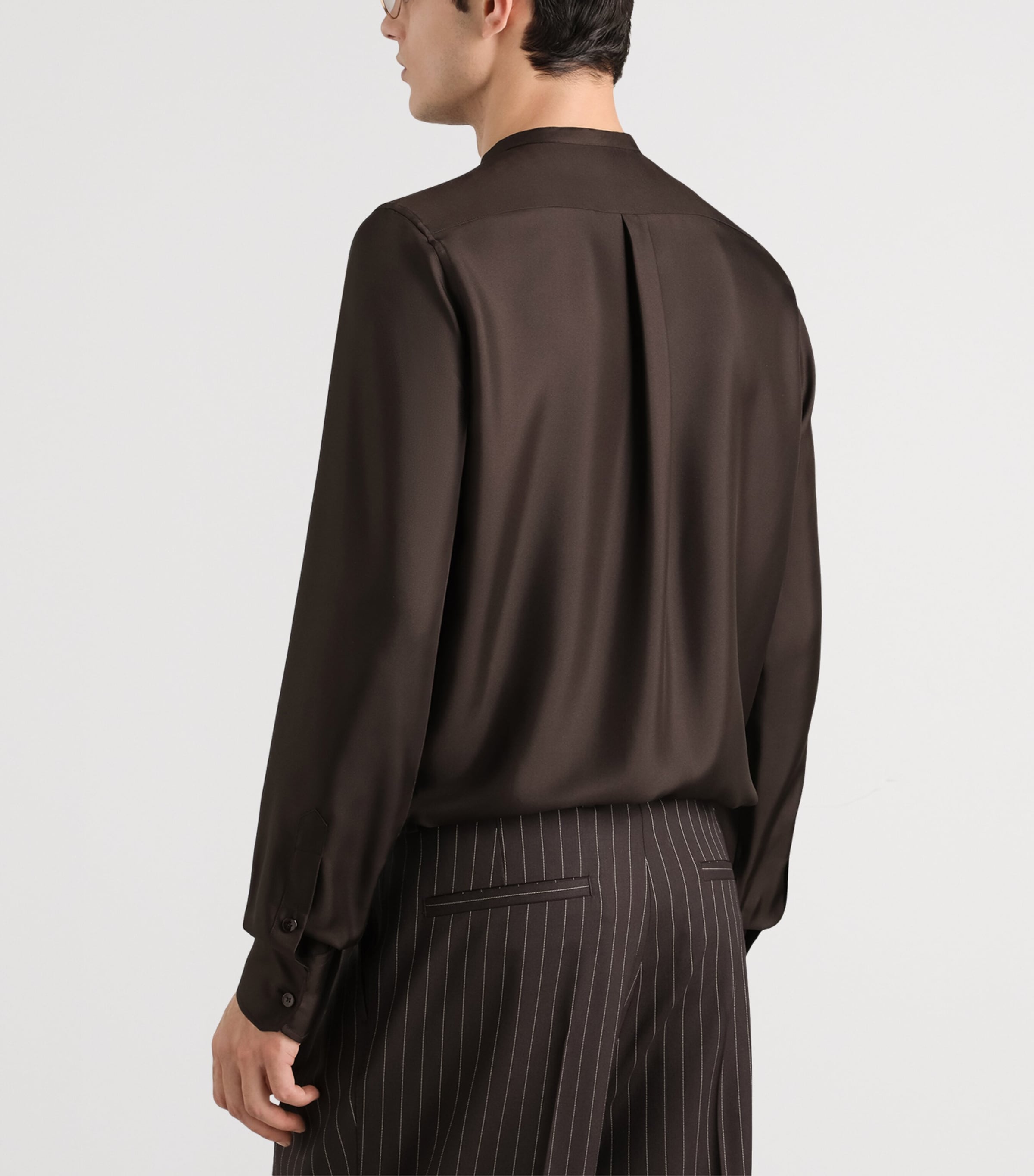 Dolce&Gabbana Mens Silk Shirt Brown Grey Image 3