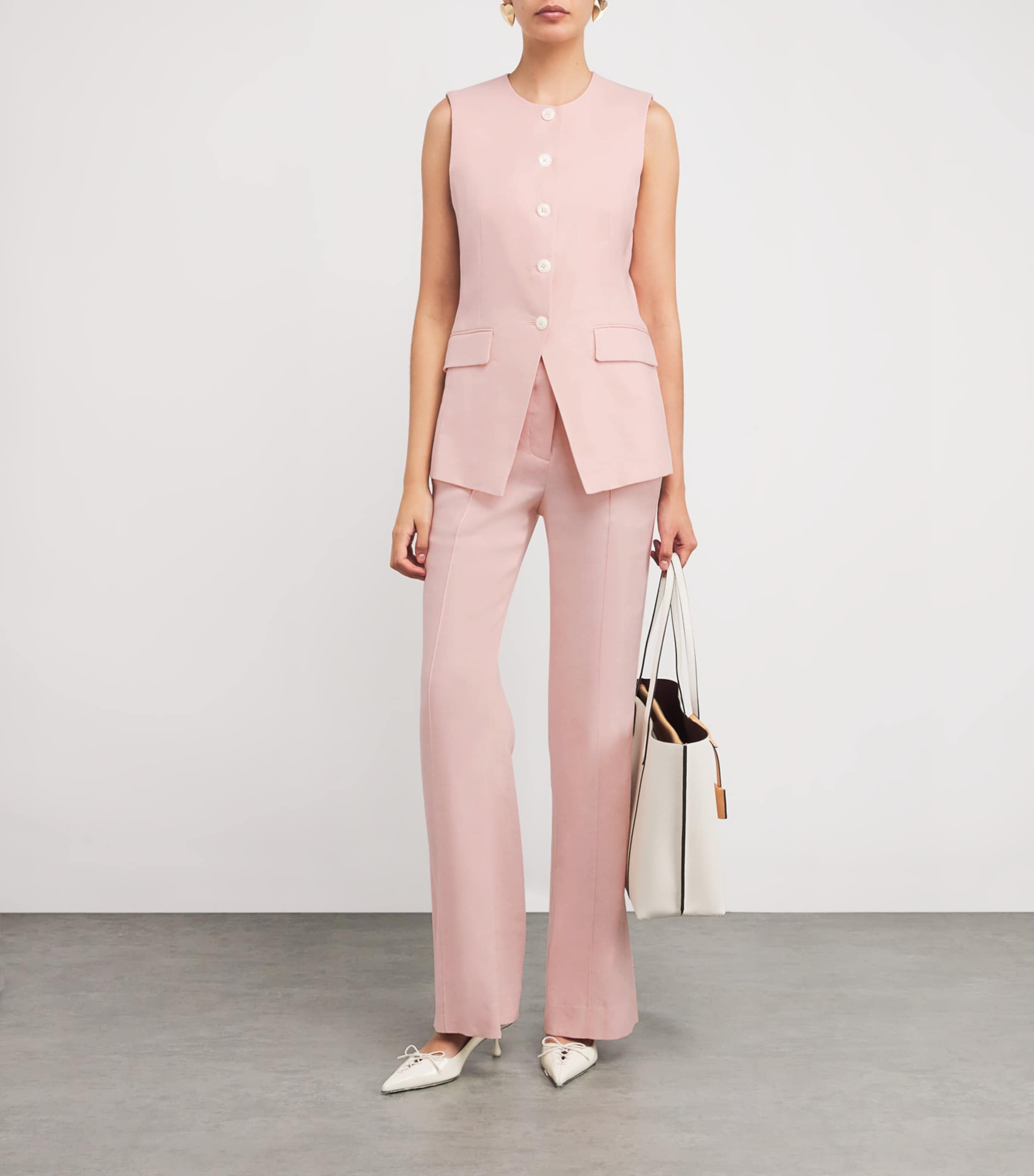 Linen-Blend Komi Wide-Leg Trousers P0161 PINK SHELL Image 2