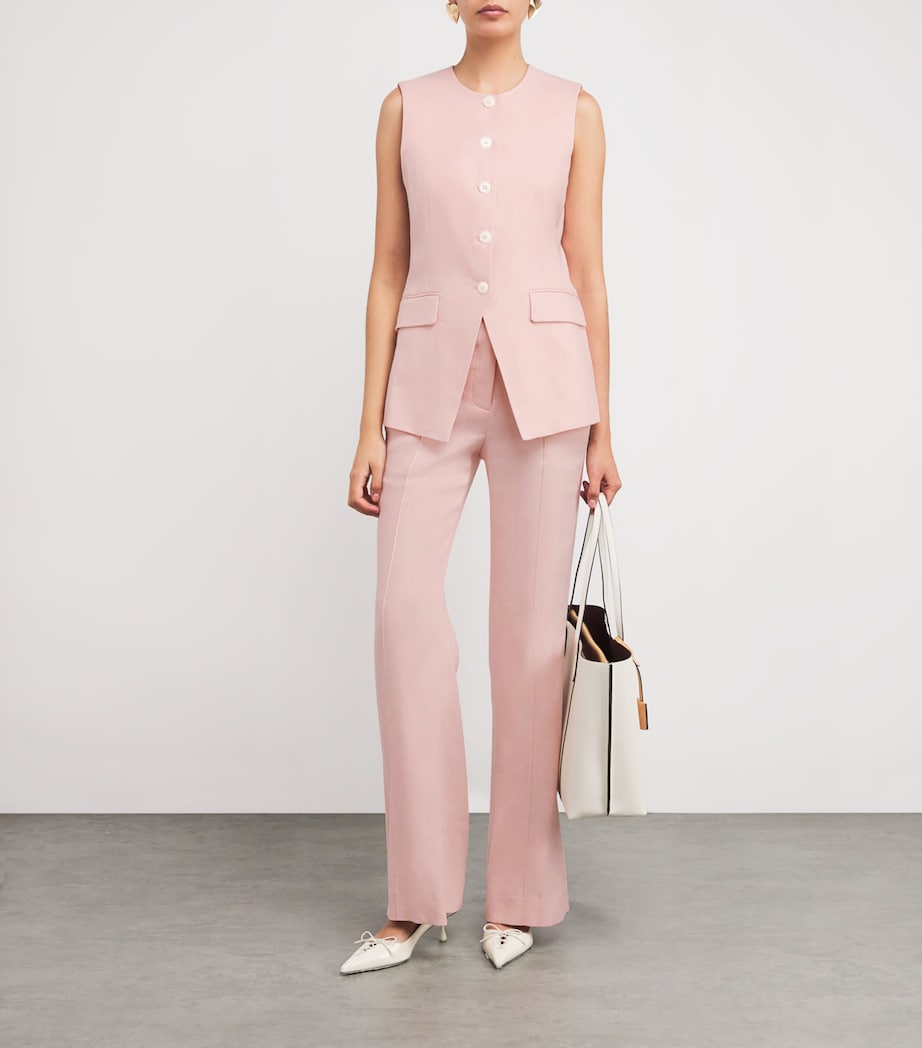 Linen-Blend Komi Wide-Leg Trousers P0161 PINK SHELL Image 2