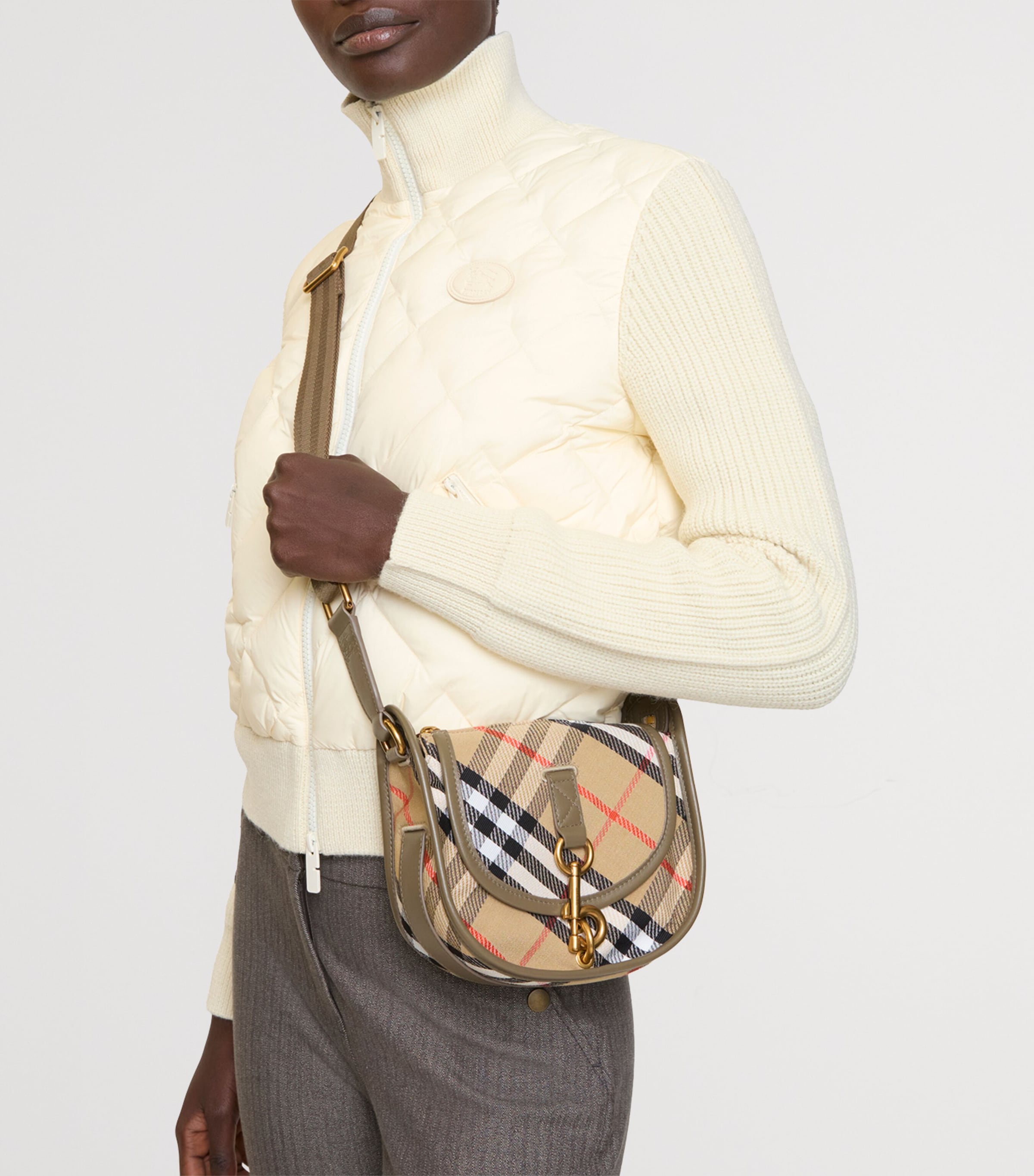 Mini Check B Clip Messenger Bag SAND Image 5