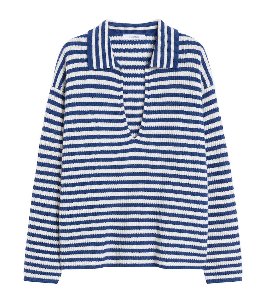 Cashmere Stripe Sweater WHITE BLUE Image 1