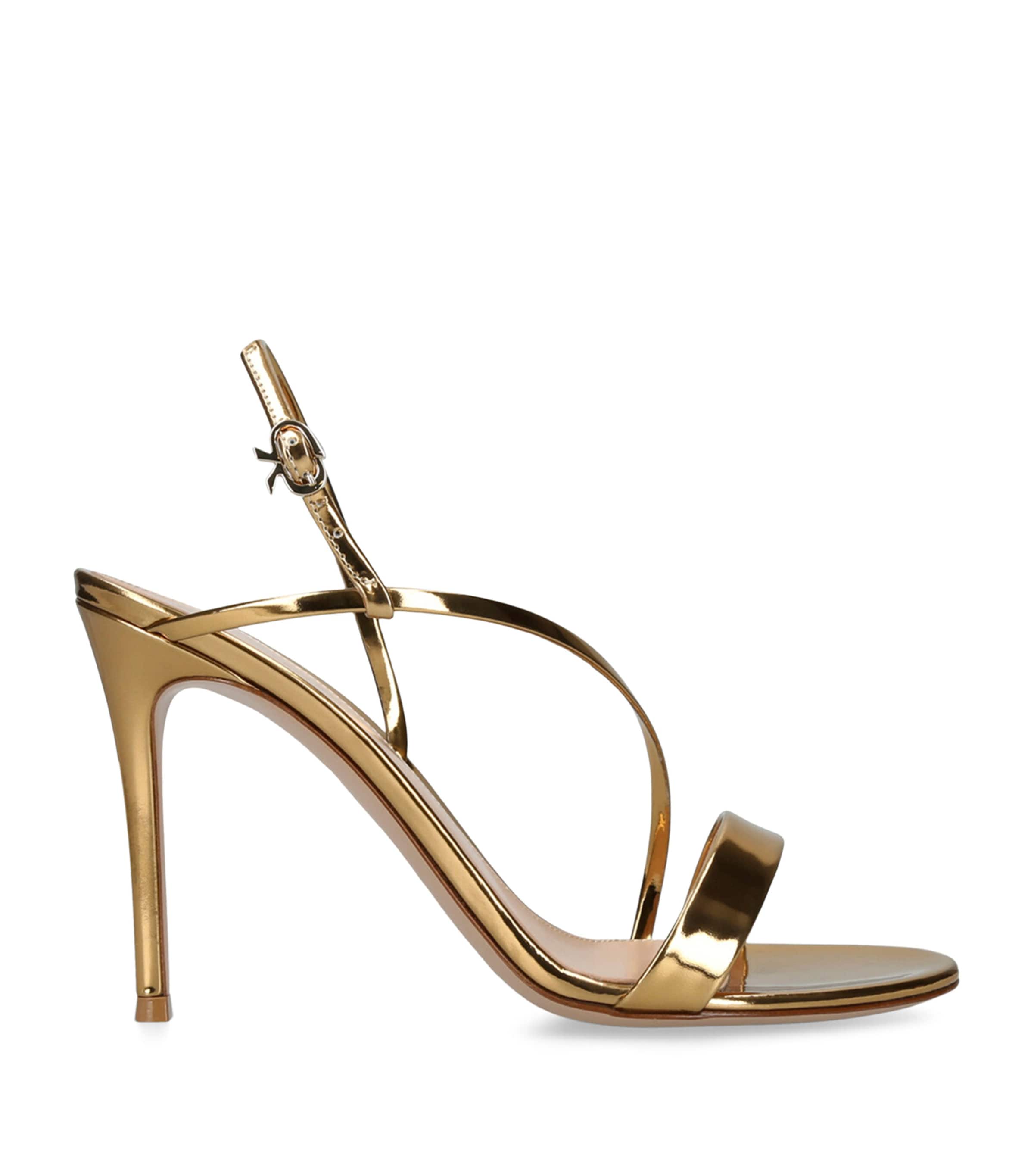 Gianvito Rossi Metallic Leather Manhattan Heeled Sandals 95 Gold Image 1