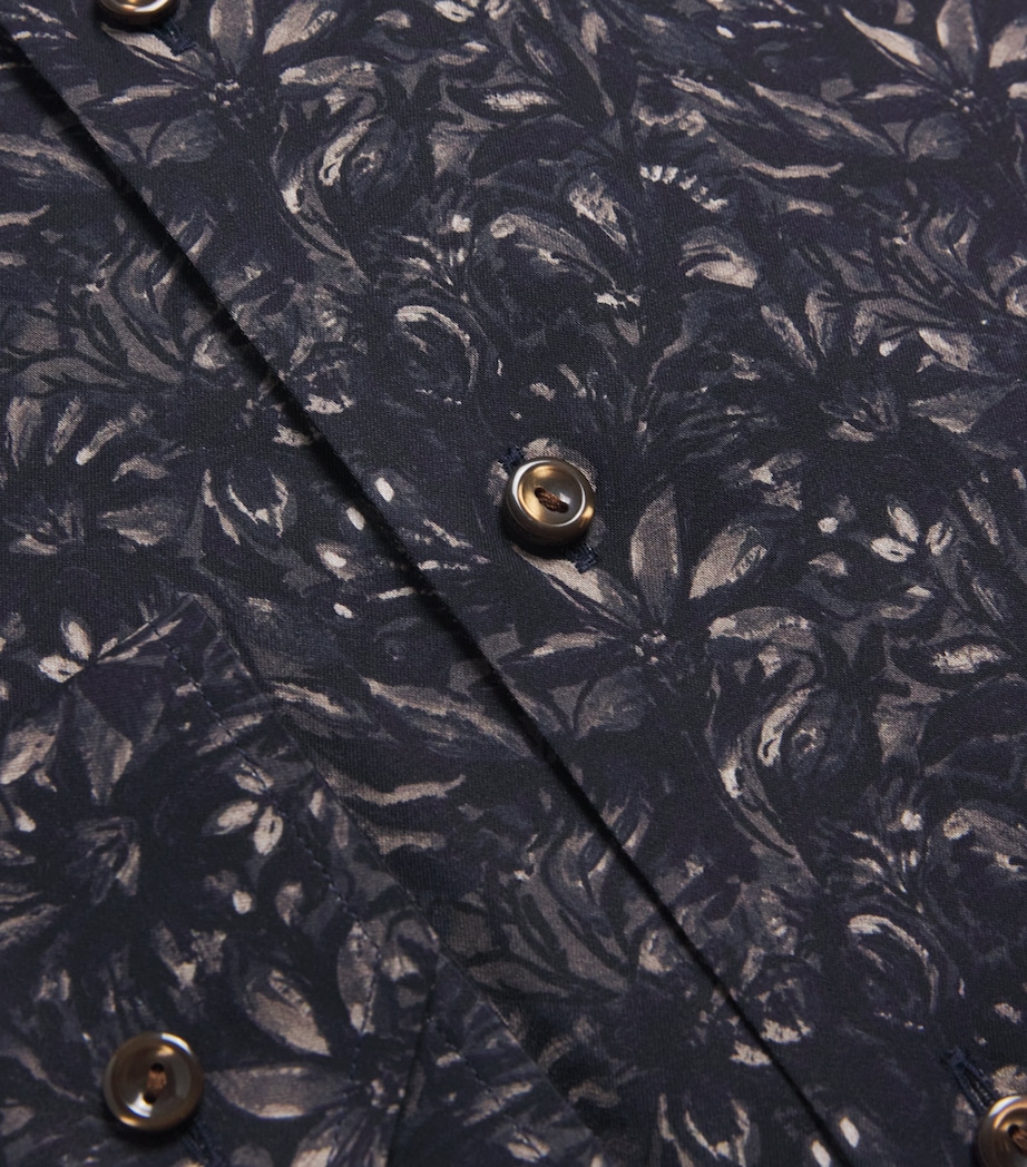 Cotton Twill Floral Print Contemporary Fit Shirt 38DARK BROWN Image 5