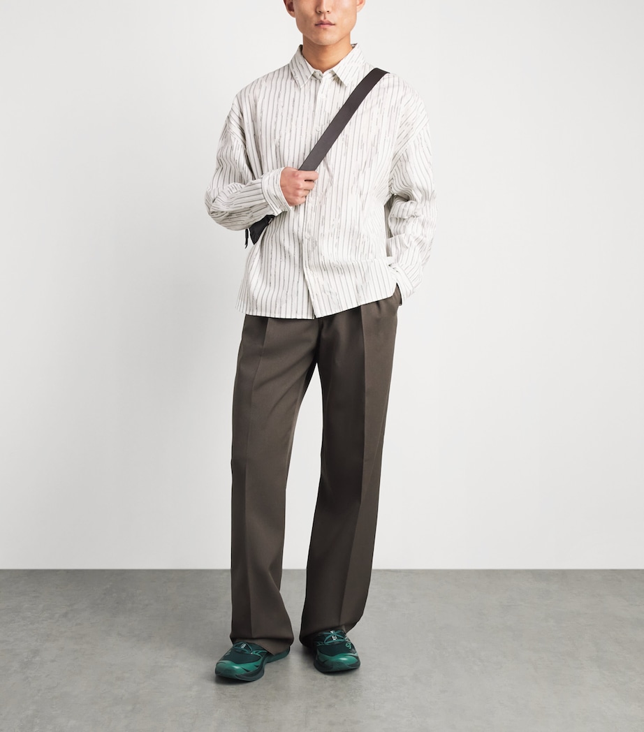 Represent Mens Cotton Stripe Teared Shirt Flat White Image 2