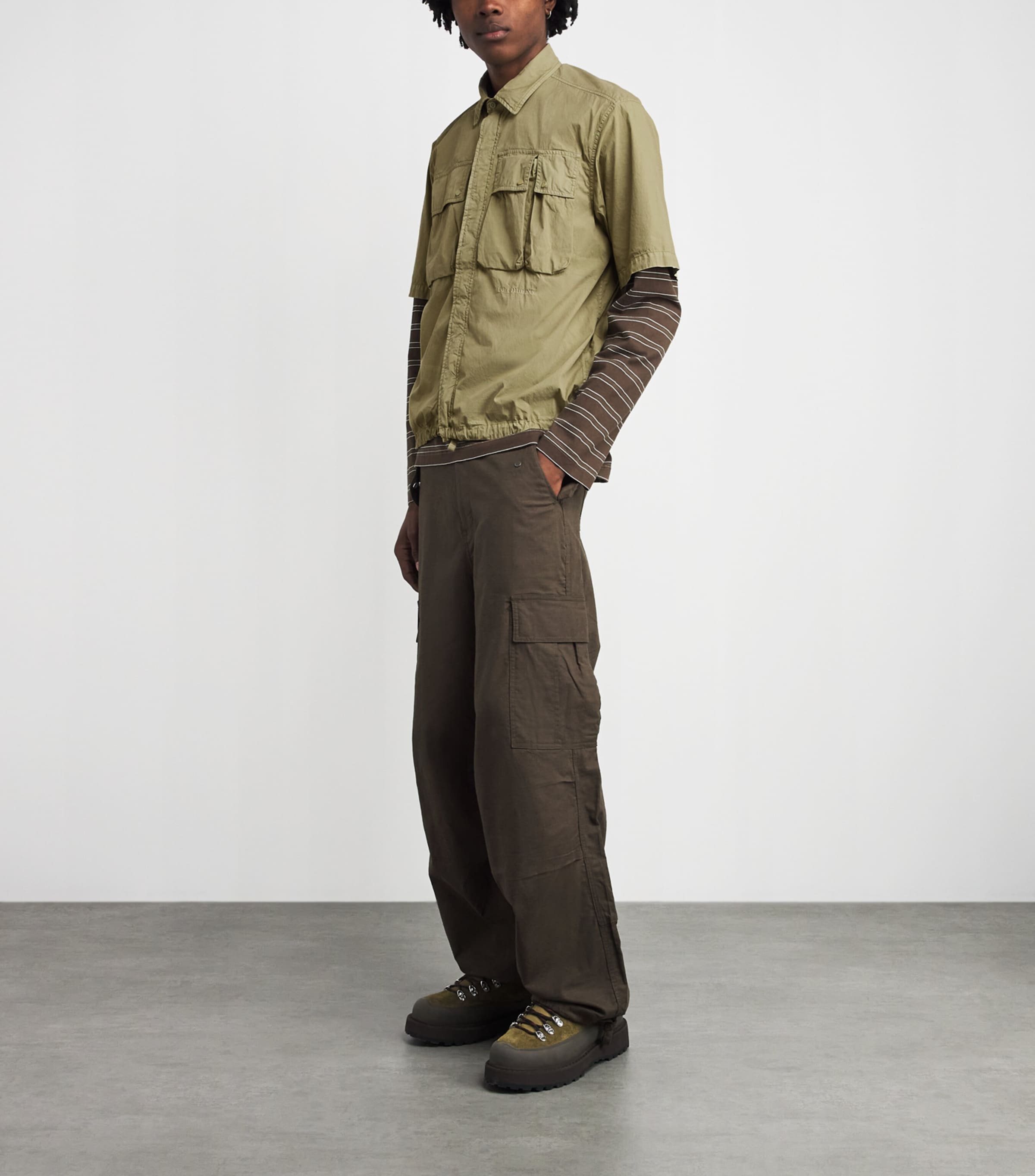 C.P. Company Mens 50 Fili Zip-Up Shirt Dried Herb Image 2