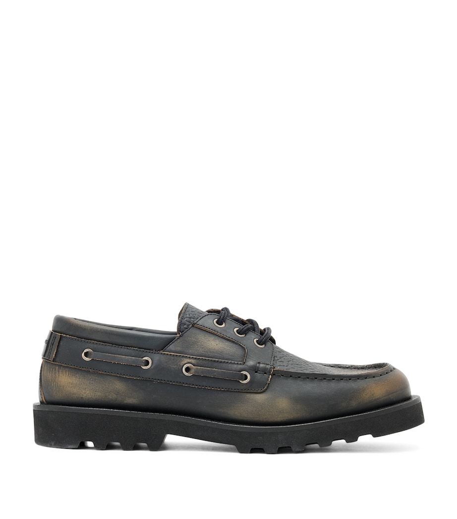 Leather Skiff Boat Shoes BLACK/BROWN Image 1