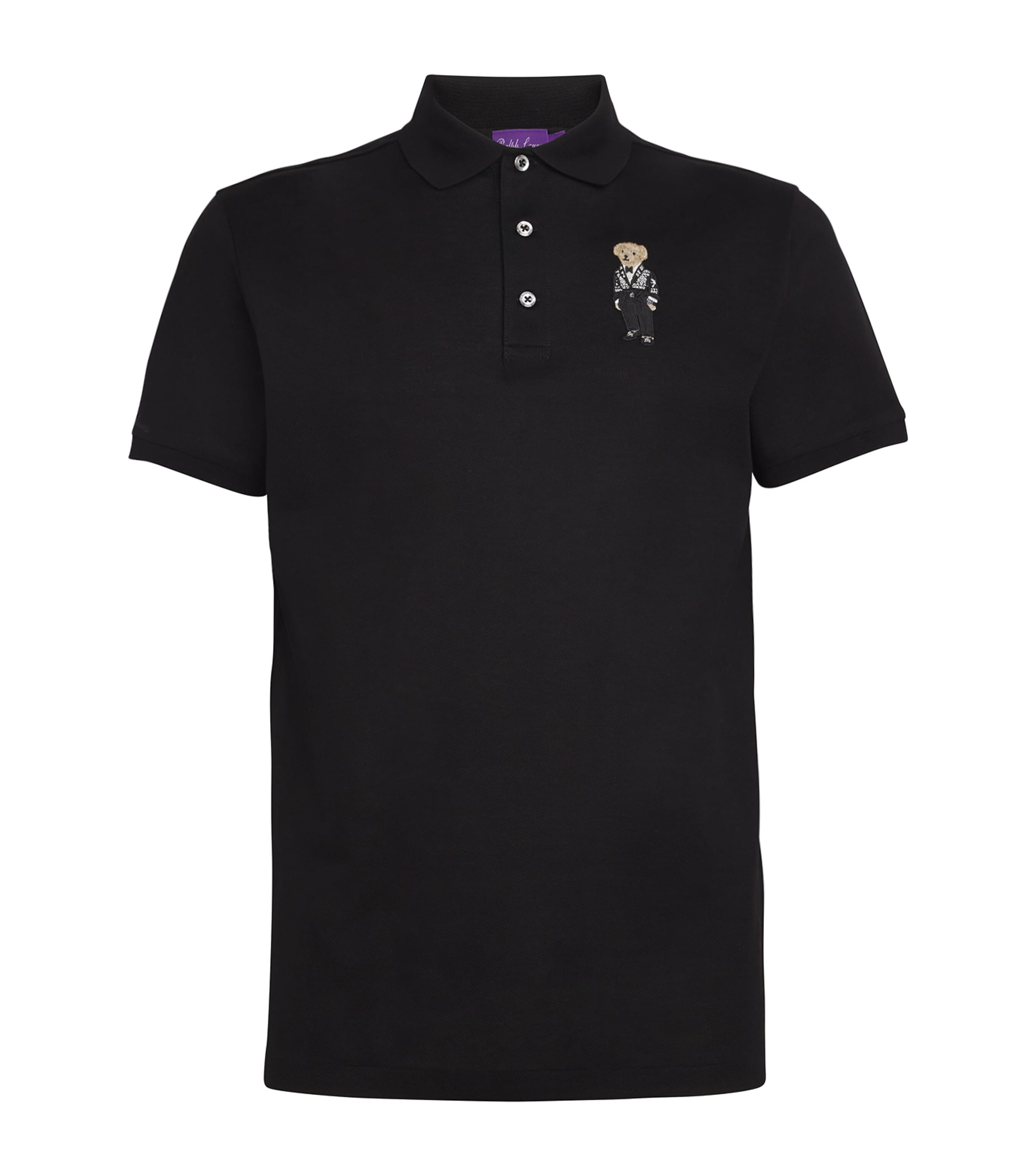 Ralph Lauren Purple Label Polo Bear Cotton Polo Shirt Black