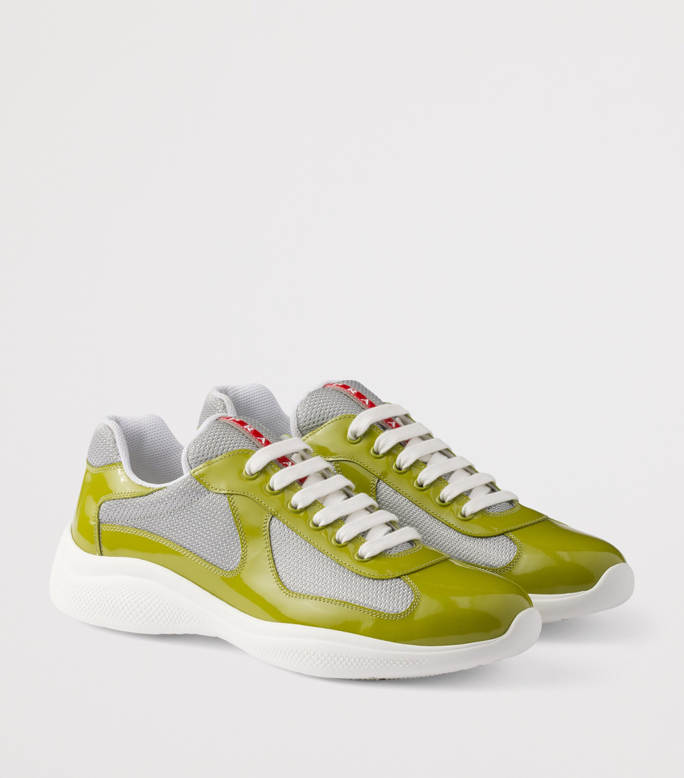 Prada Green Patent Leather-Blend America's Cup Sneakers | Harrods LV