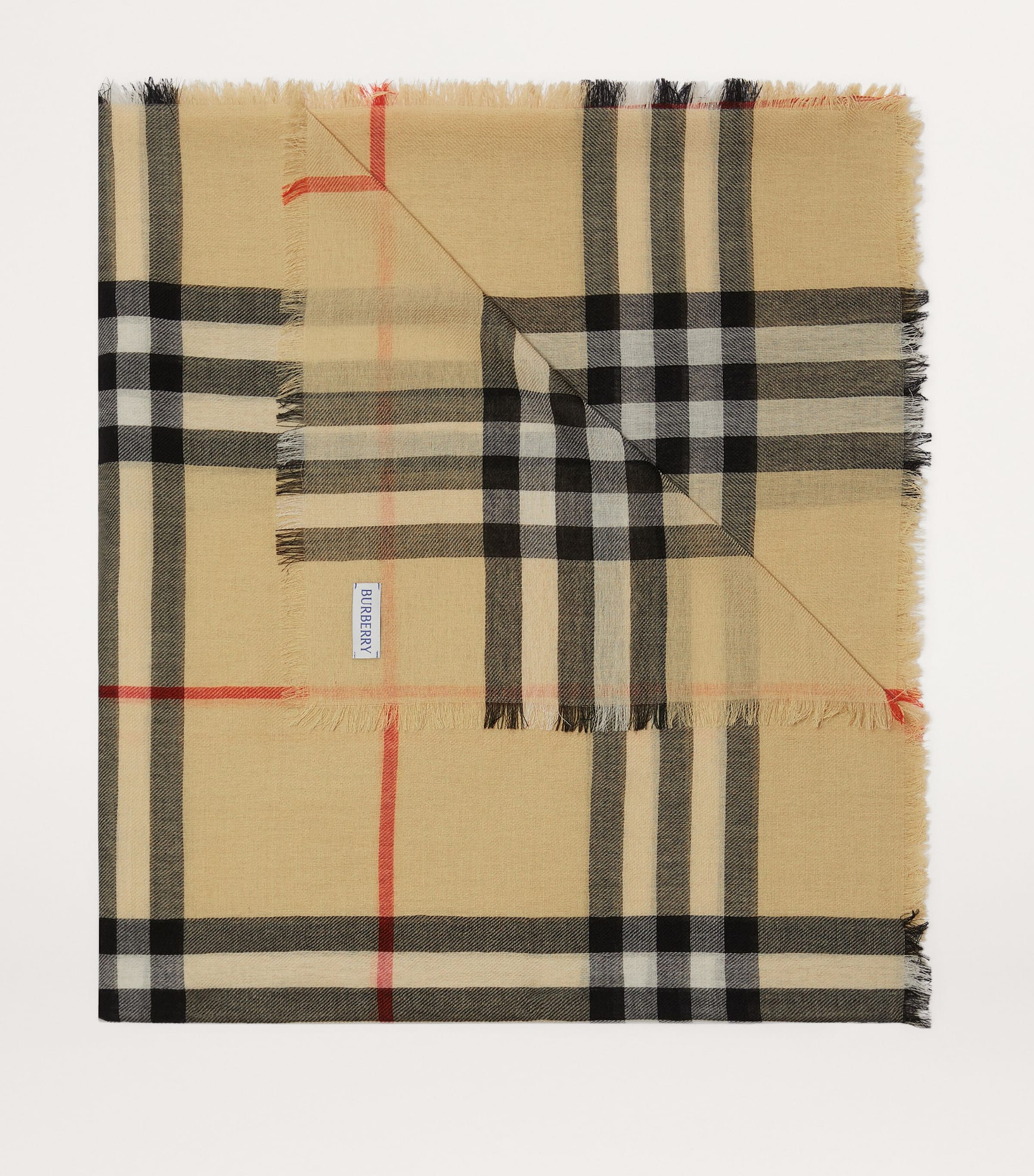 Wool Check Scarf SAND Image 5