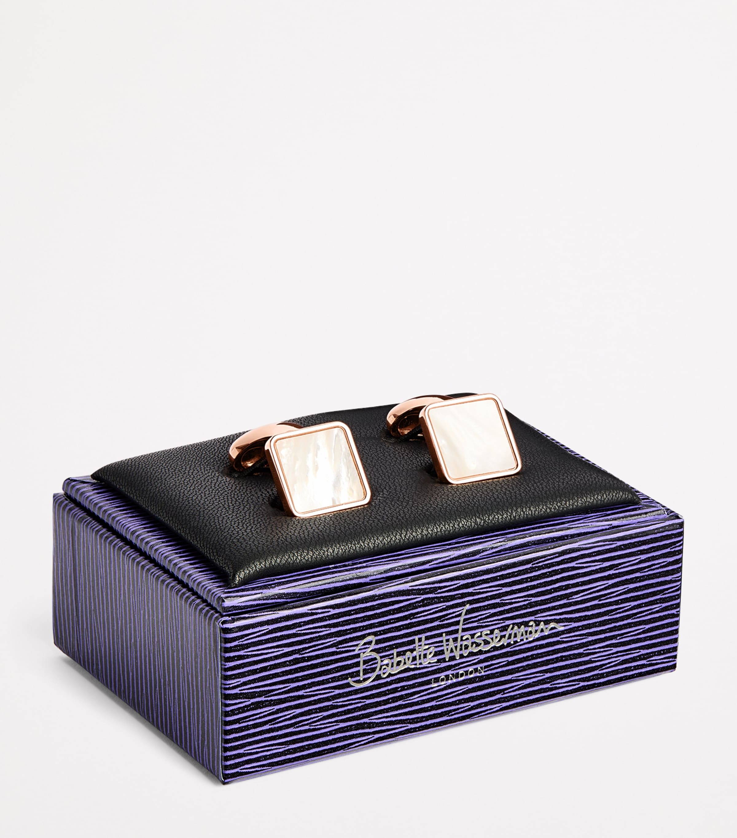 Babette Wasserman Rose Gold-Plated Key Stone Cufflinks Silver Image 3