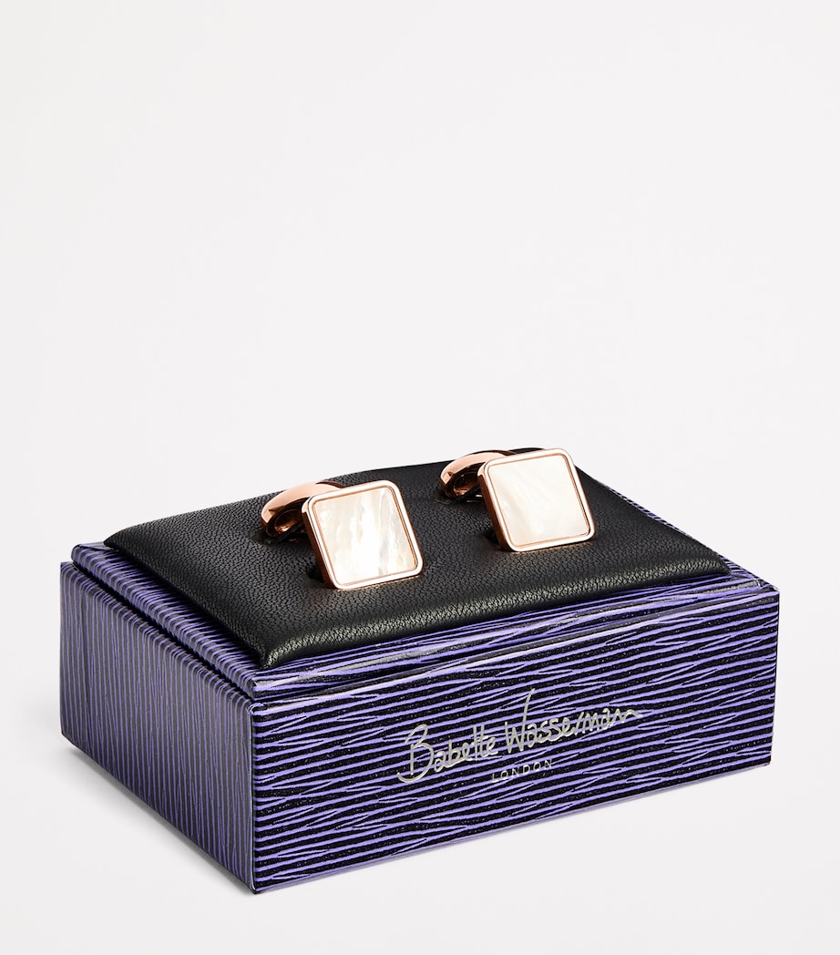 Rose Gold-Plated Key Stone Cufflinks SILVER Image 3
