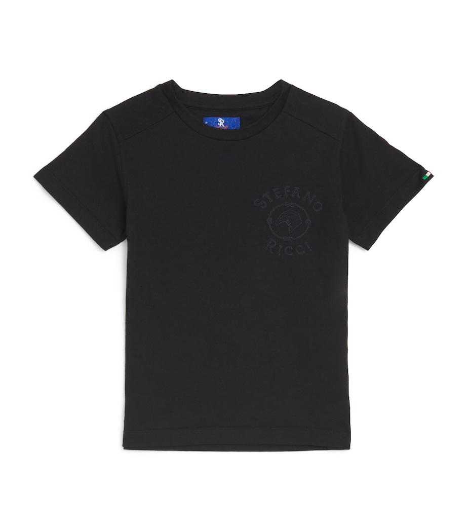 Stefano Ricci Kids Cotton-Modal T-Shirt (4-16 Years) C. Black Image 1