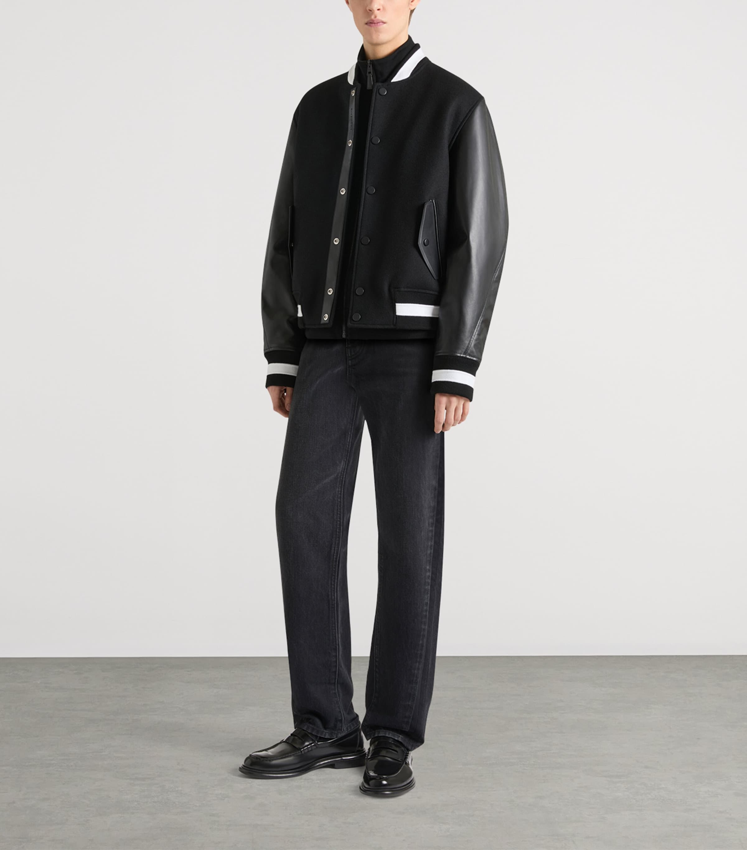 Givenchy Mens Wool-Leather Bomber Jacket Image 2