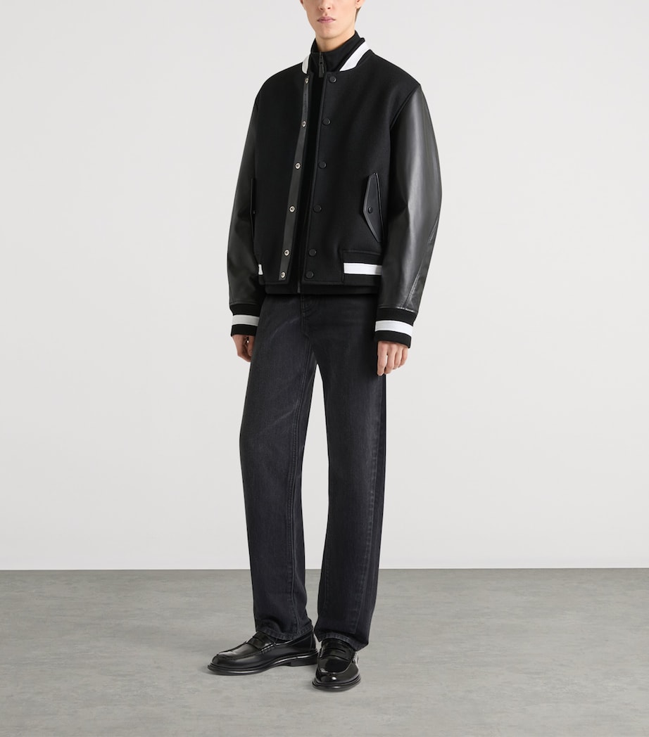 Givenchy Mens Wool-Leather Bomber Jacket Image 2
