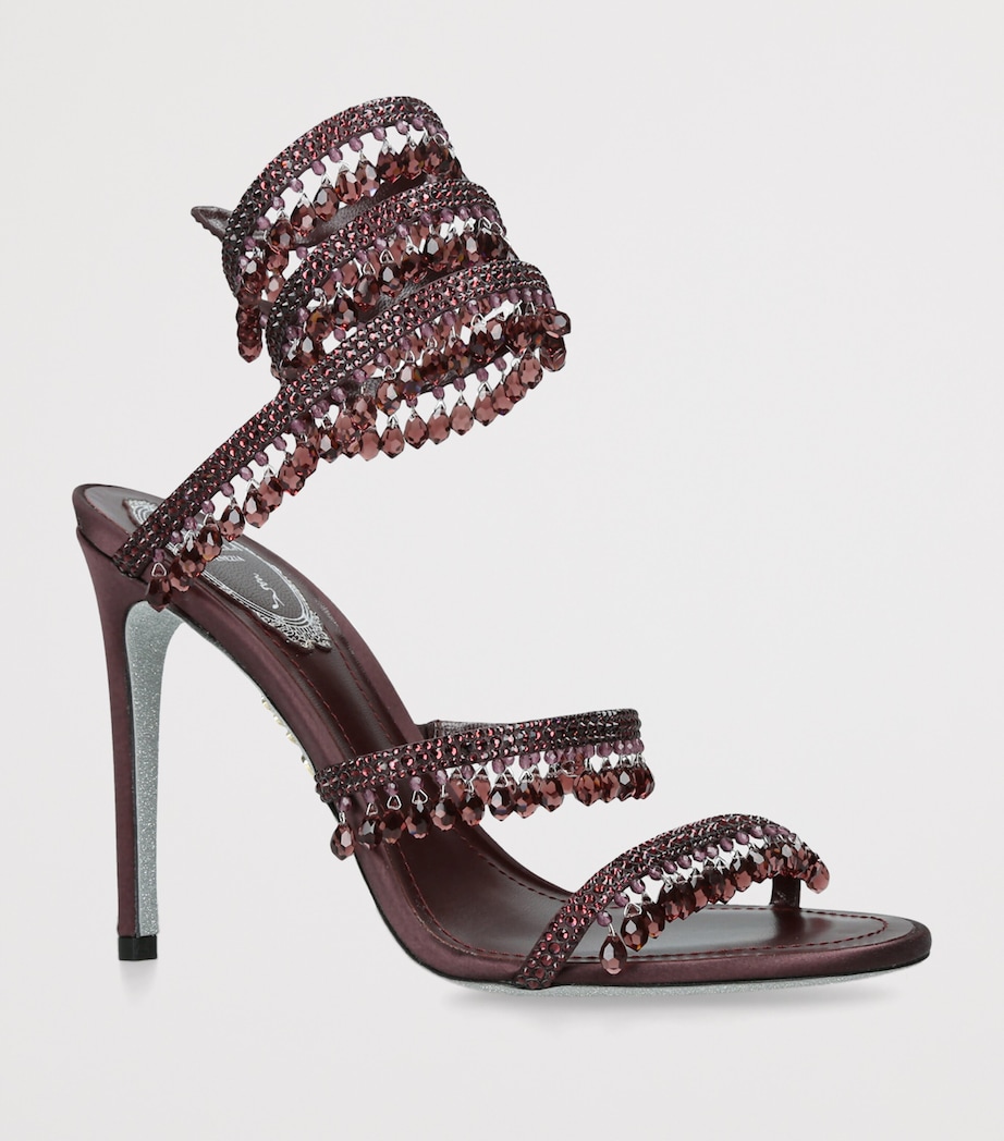 René Caovilla Jewelled Leather Chandelier Sandals 105 Wine Comb Image 2