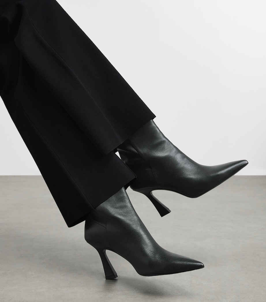 Stuart Weitzman Leather Vinnie Ankle Boots 85 Black Image 2