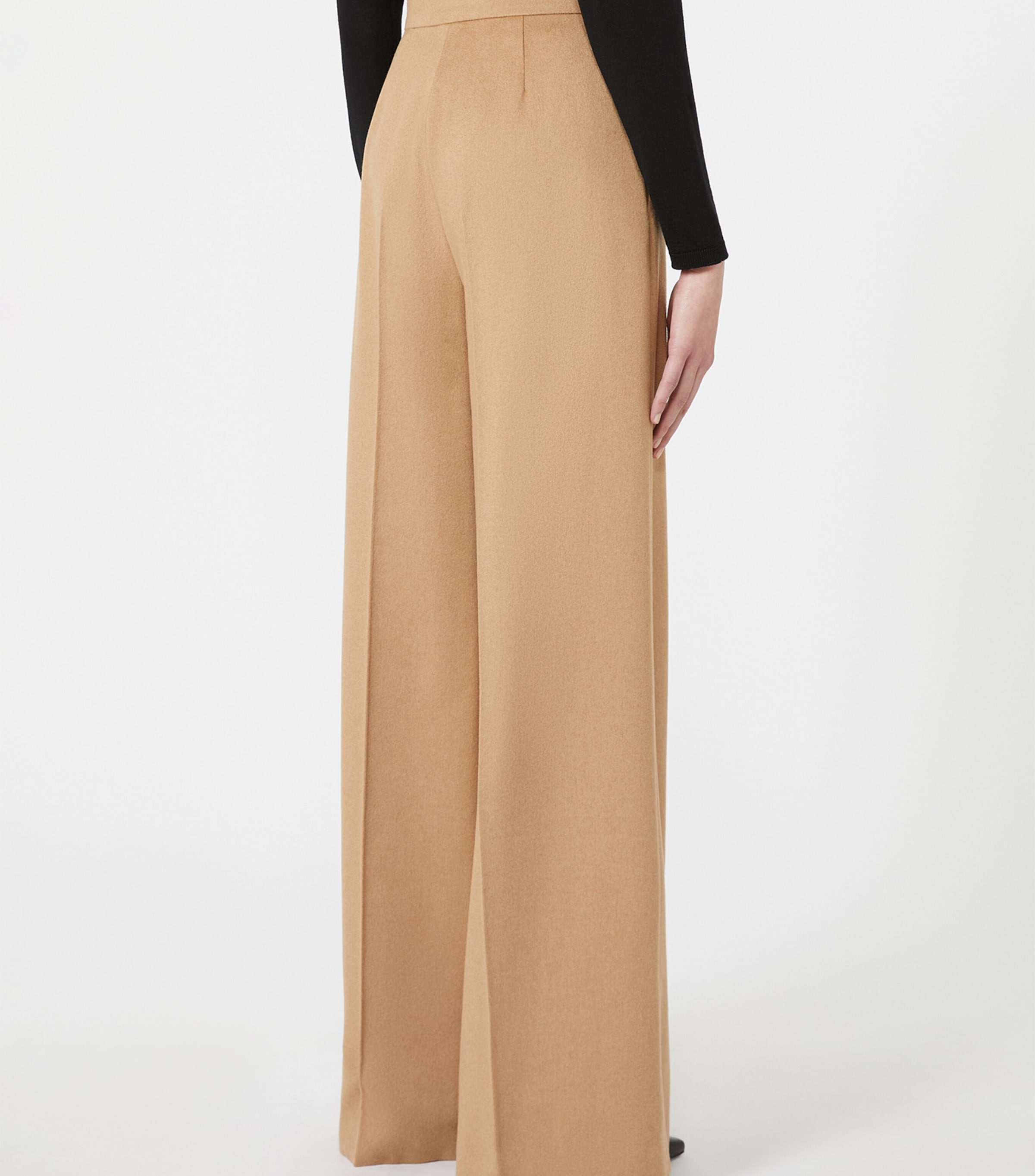 Max Mara Womens Wool Wide-Leg Trousers Camel Image 3