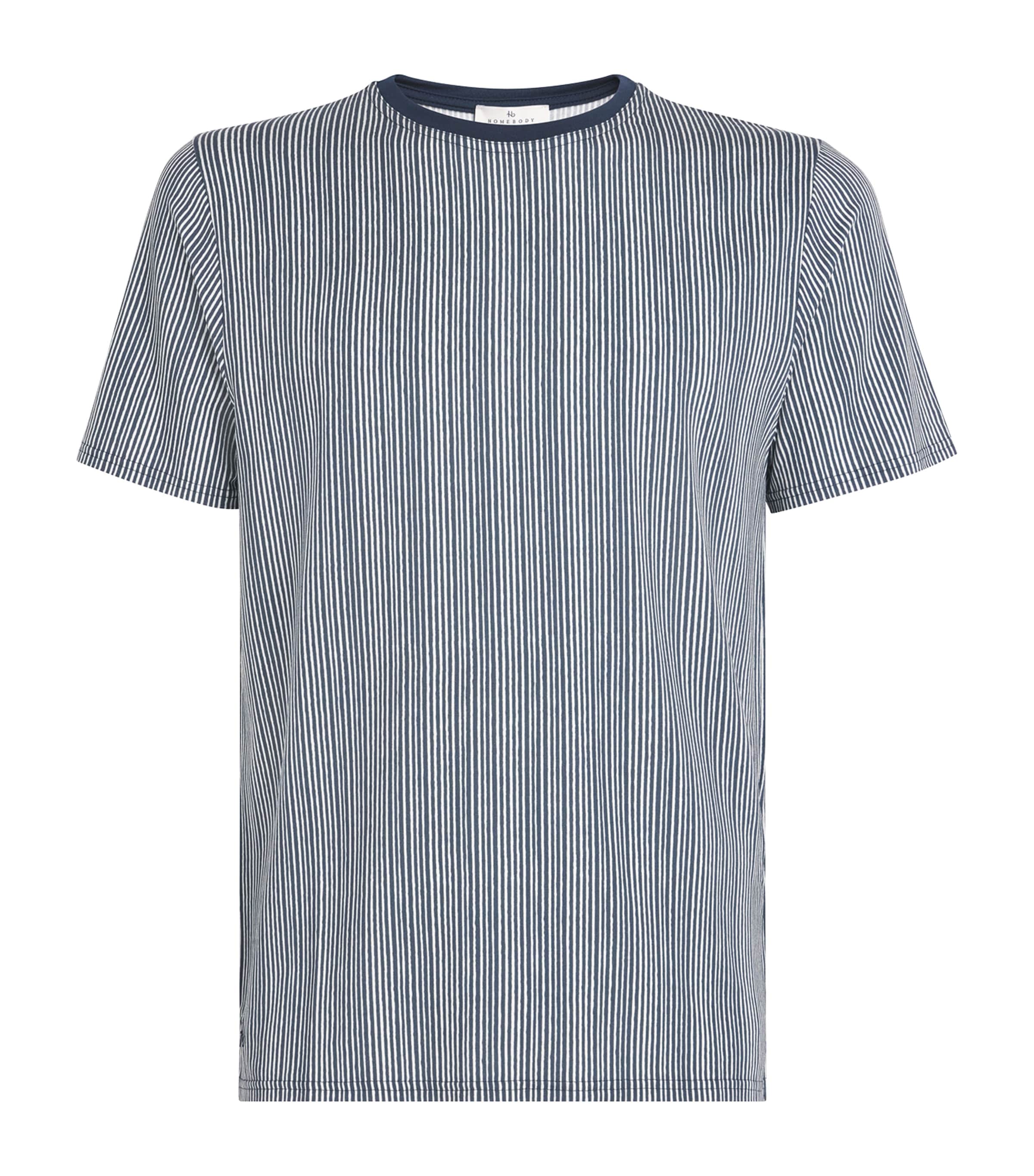 Homebody Stripe Pyjama T-shirt In Blue