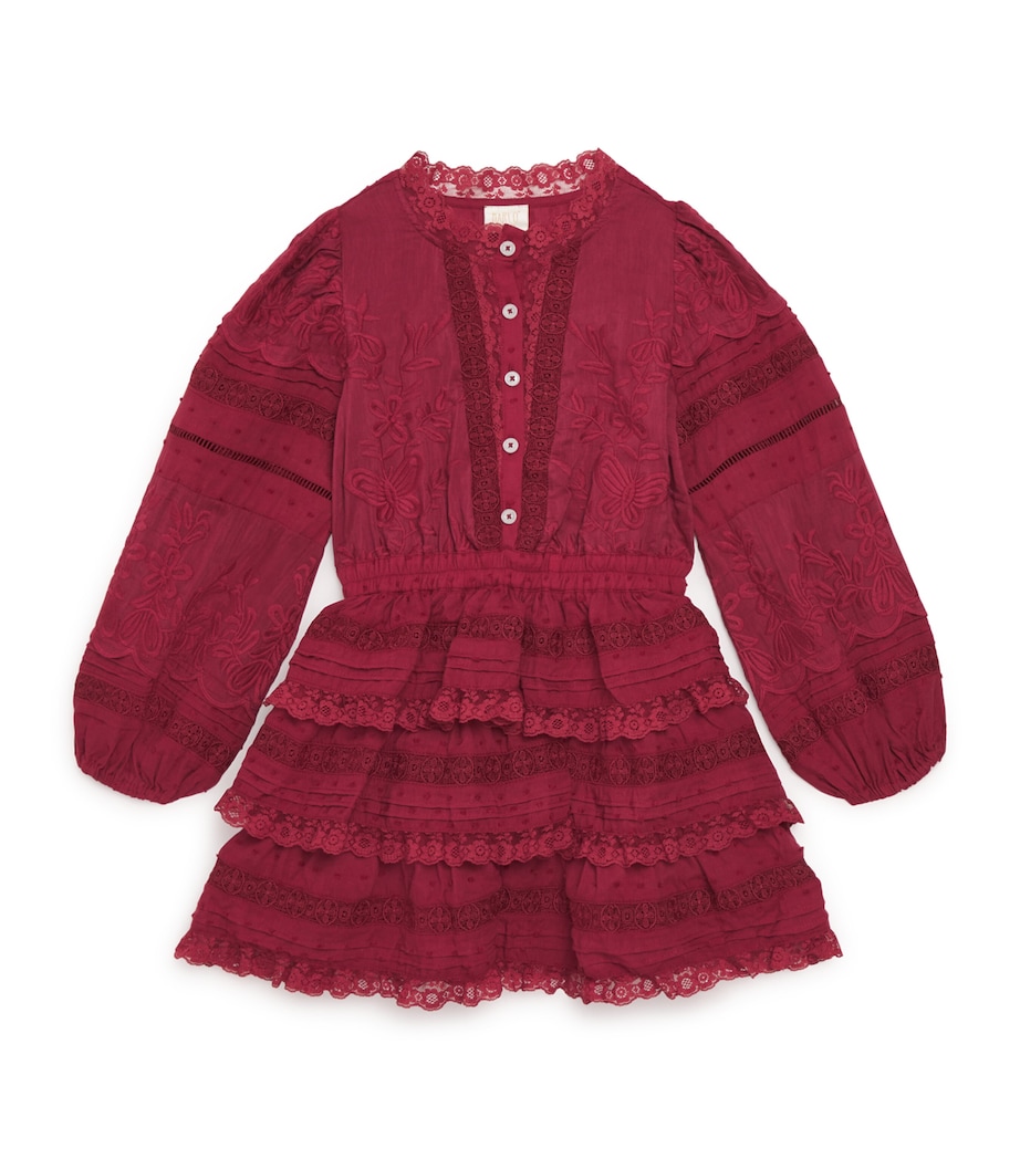 Lace Embroidered Betty Dress (3-16 Years) BERRY Image 1