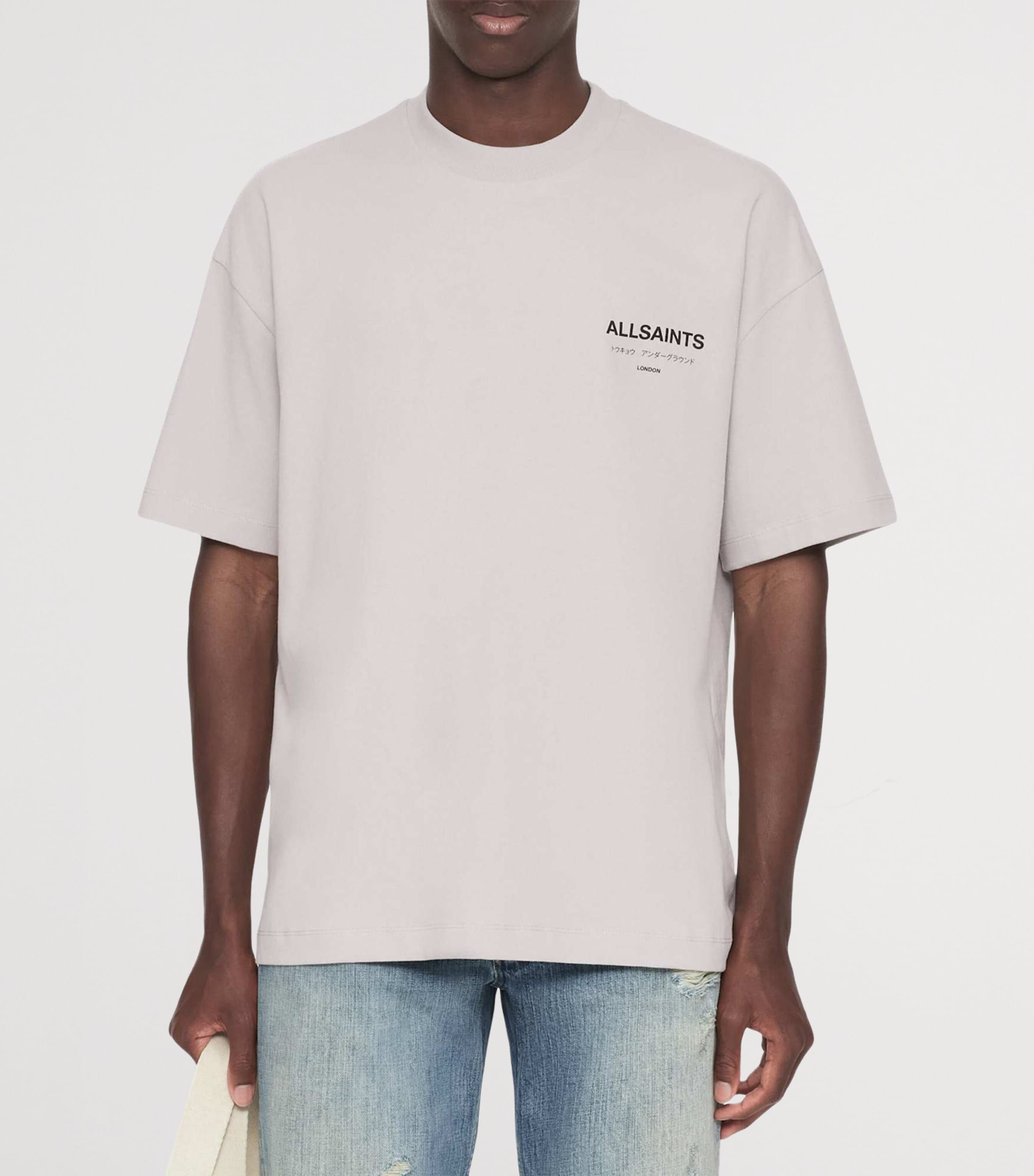 AllSaints Mens Organic Cotton Underground T-Shirt Sky Blue Image 3
