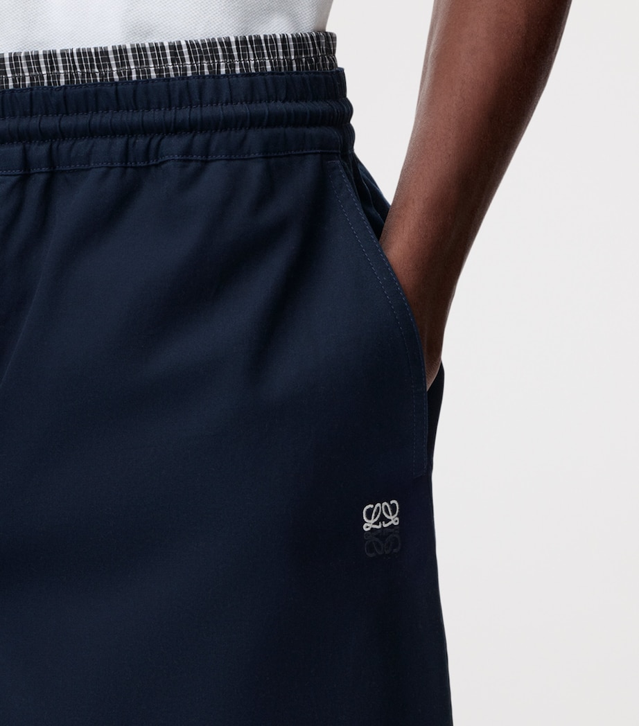 LOEWE Mens Cotton Drawstring Shorts Dark Navy Image 5