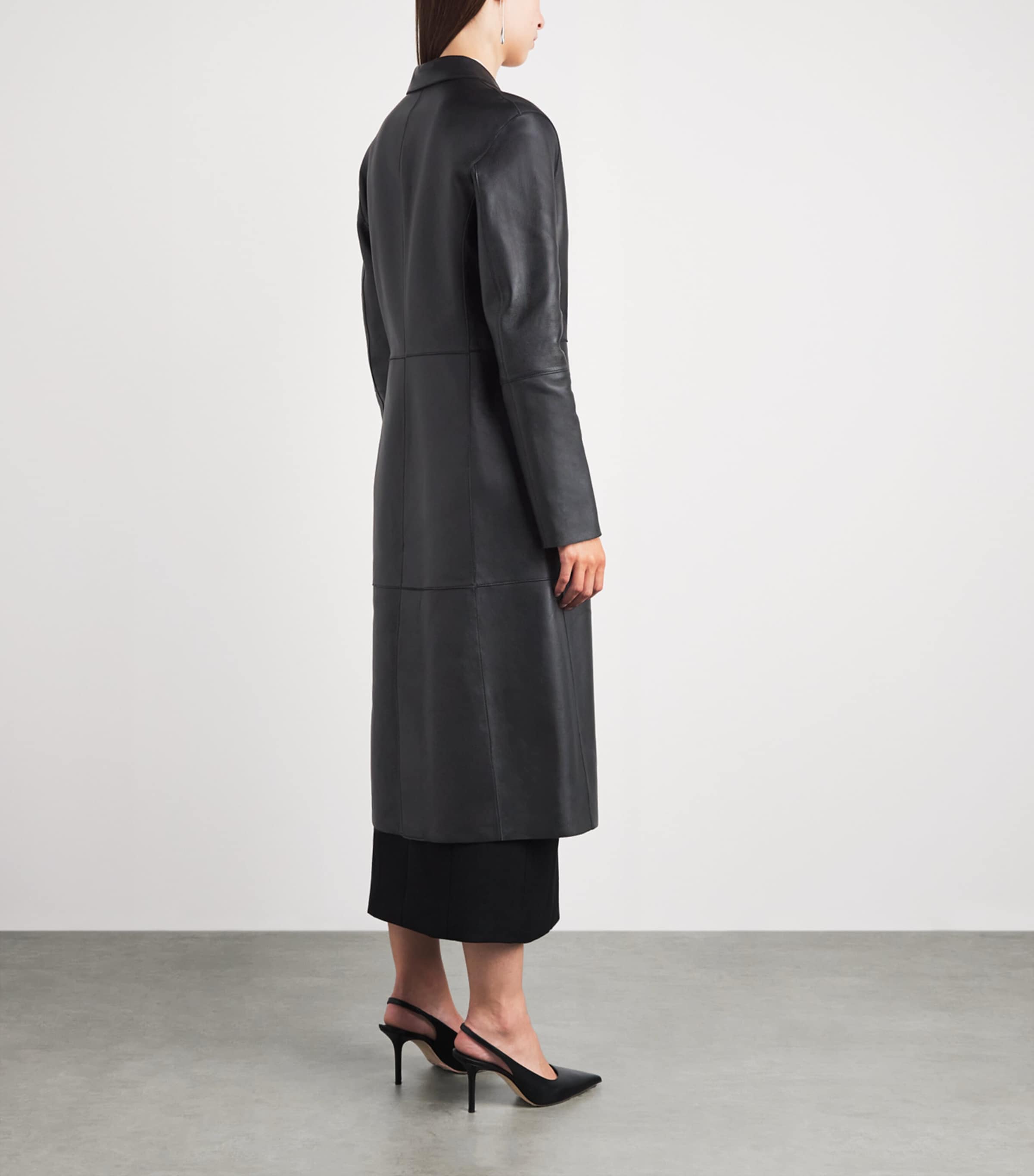 Toteme Womens Leather Trench Coat Black Image 5