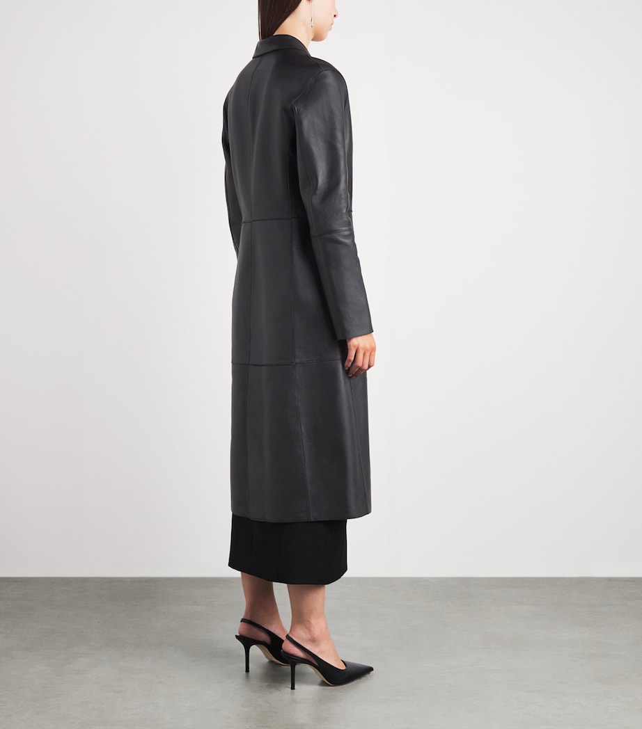 Toteme Womens Leather Trench Coat Black Image 5