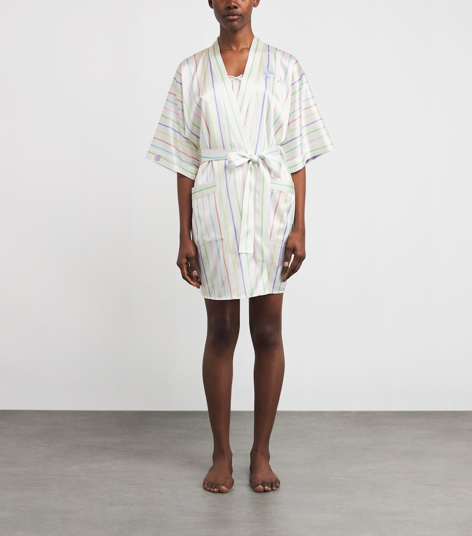Silk-Blend Ocean Stripe Robe OCEAN STRIPE Image 3