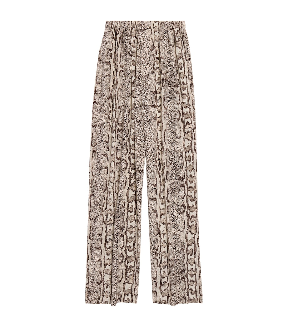 Balenciaga Womens Silk Python Print Wide-Leg Trousers Image 1