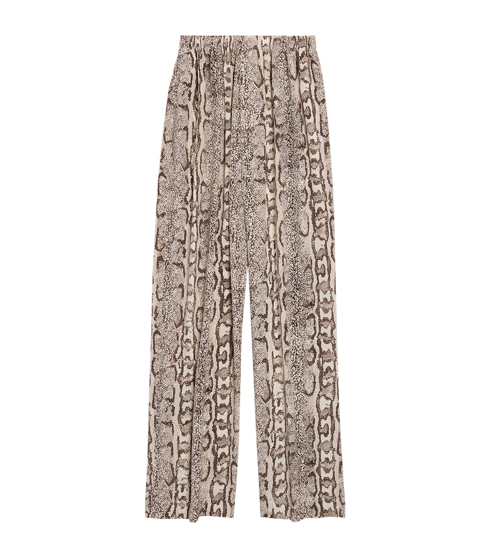 Balenciaga Silk Python Print Wide-Leg Trousers
