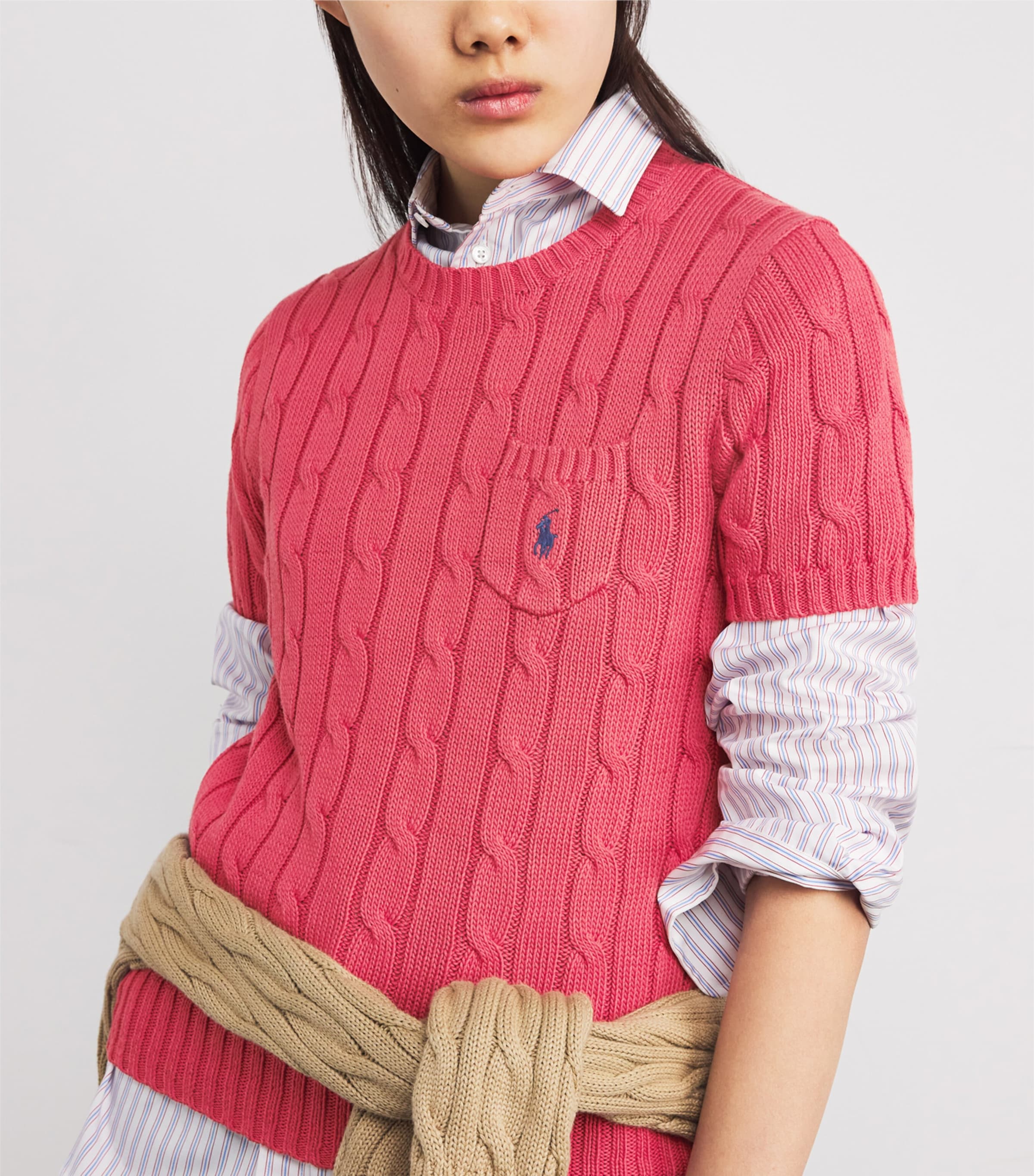 Cotton Cable-Knit Sweater NANTUCKET RED Image 6