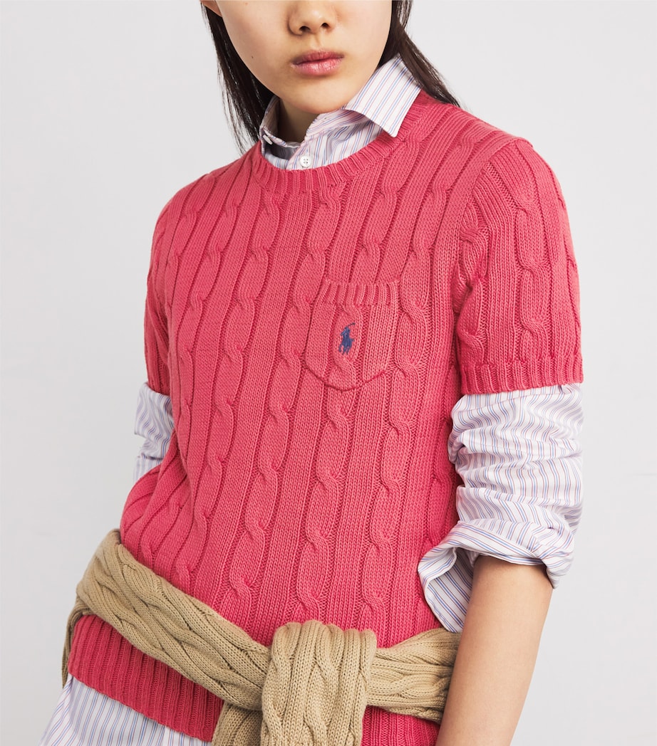 Cotton Cable-Knit Sweater NANTUCKET RED Image 6