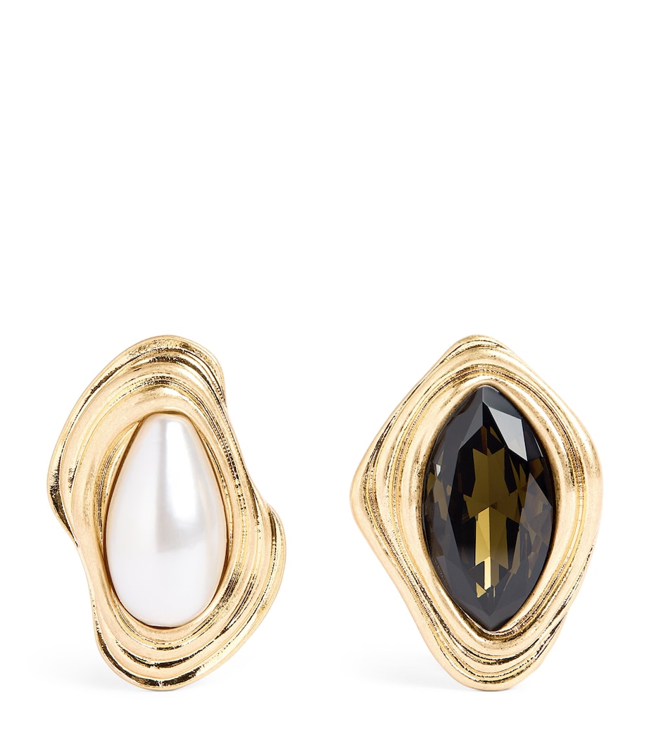 Faux Pearl And Crystal Earrings GOLD Image 1