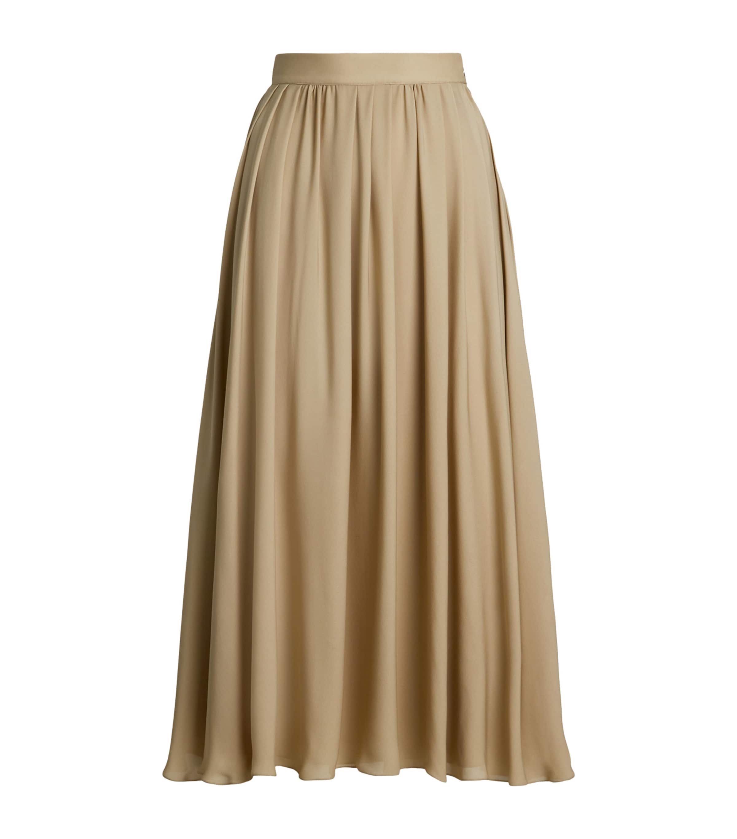 Shop Polo Ralph Lauren Mulberry Silk Kynlee Midi Skirt In Beige