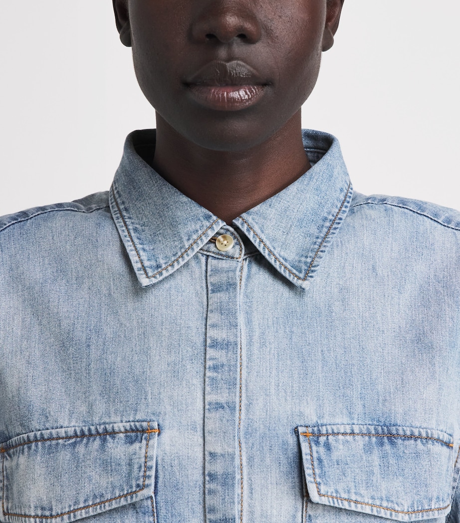 7 For All Mankind Womens Denim Shirt Chambray Loft Image 3