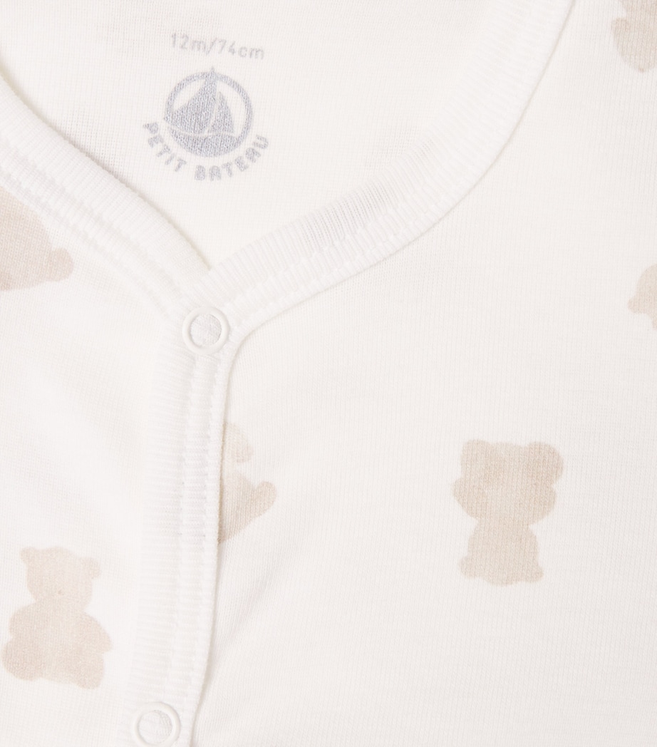 Petit Bateau Bear Print All-In-One (1-12 Months) Marshmallow/brun Image 3