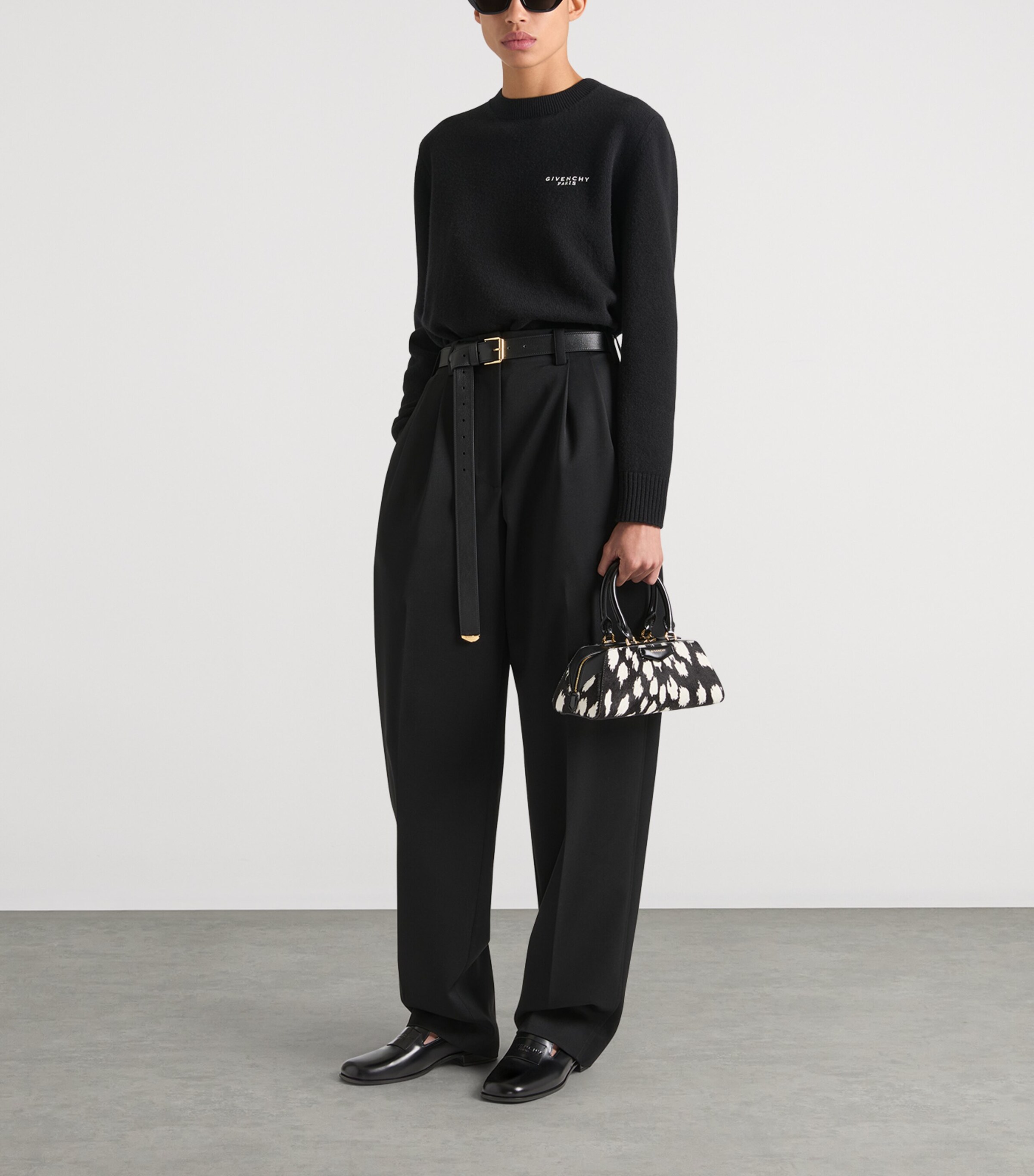 Mini Leather Antigona East-West Top-Handle Bag BLACK/WHITE Image 2