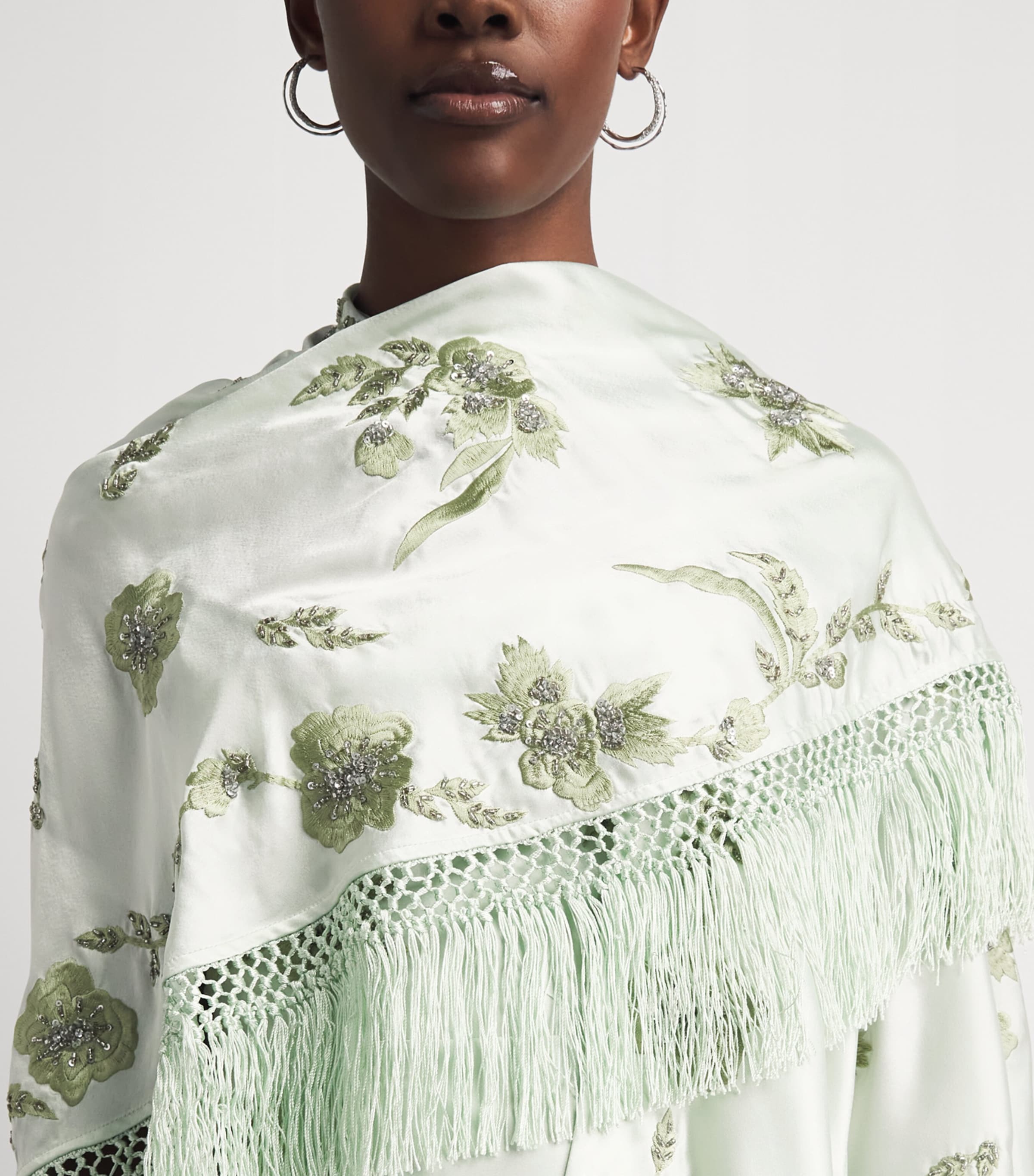 Alice+Olivia Womens Marlene Shawl Scarf Green Lily/mlti Image 3