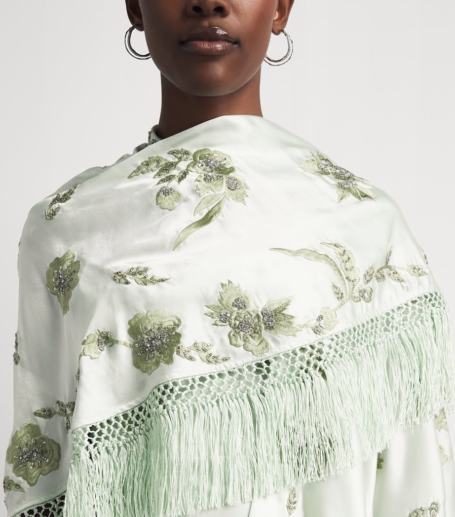 Alice+Olivia Womens Marlene Shawl Scarf Green Lily/mlti Image 3