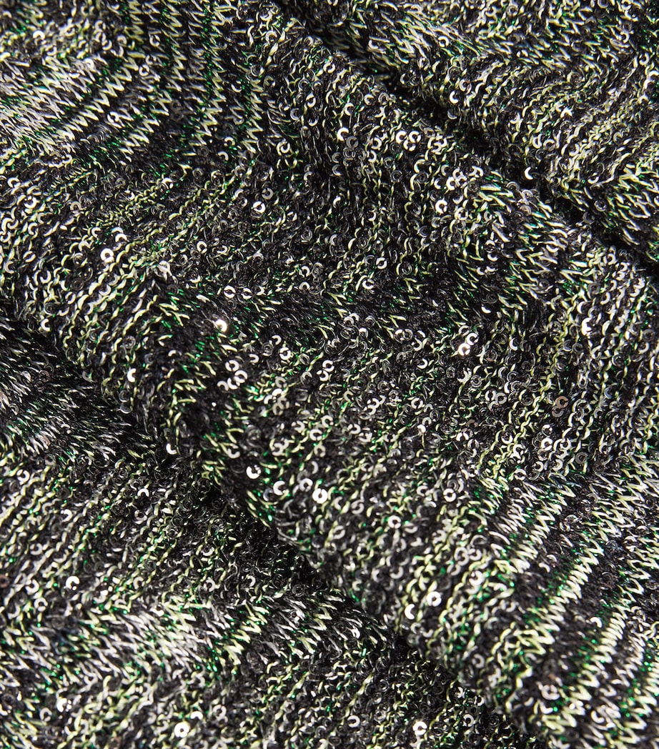 Missoni Womens Sequinned Asymmetric Maxi Dress Blck/grn Image 5