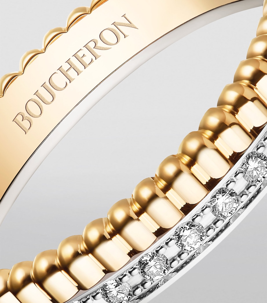 Yellow Gold, White Gold and Diamond Quatre Radiant Wedding Band NO COLOUR Image 3