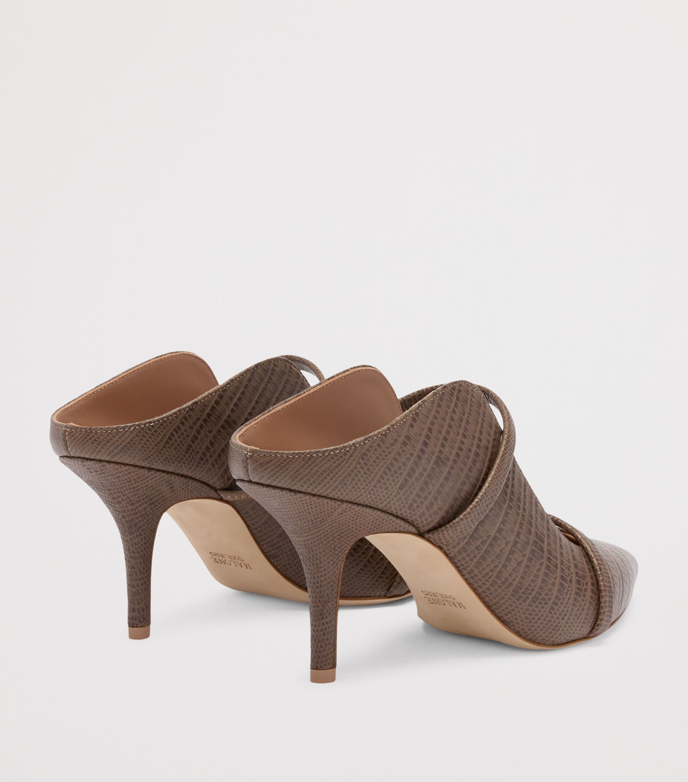 Malone Souliers Croc-Embossed Maureen Mules 70 Taupe Image 4