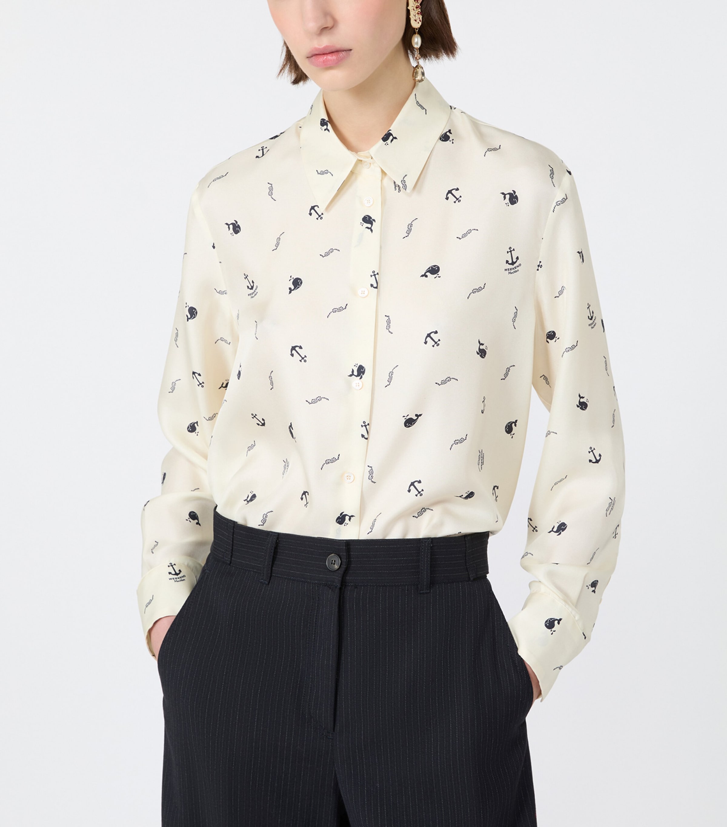 Weekend Max Mara Womens Silk Printed Shirt Ivory Image 5