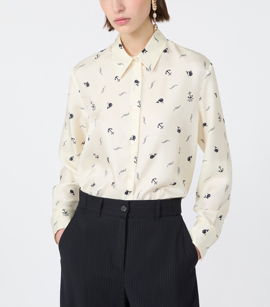 Weekend Max Mara Womens Silk Printed Shirt Ivory Image 5