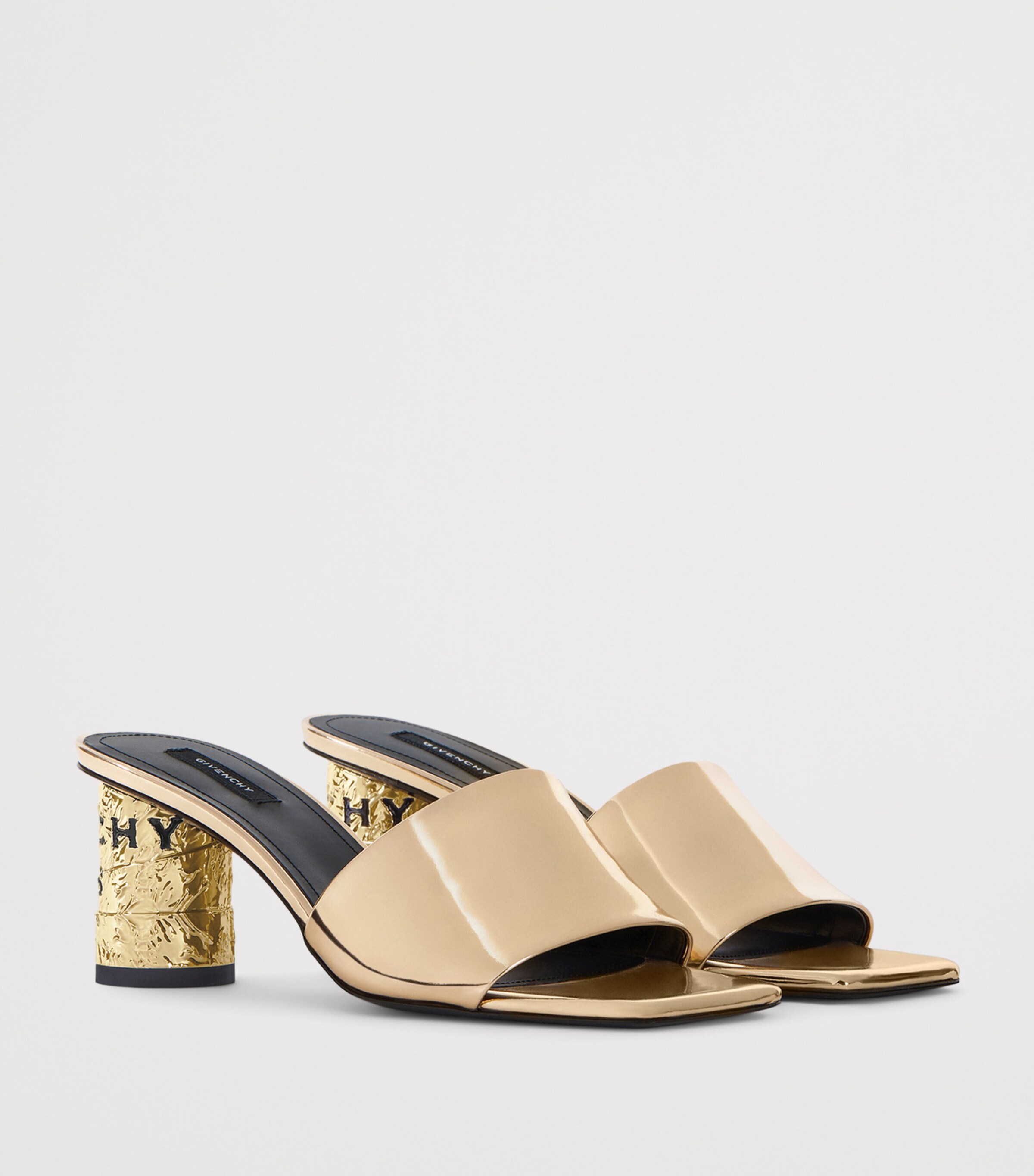 Leather Tape Heeled Mules 65 GOLDEN Image 2