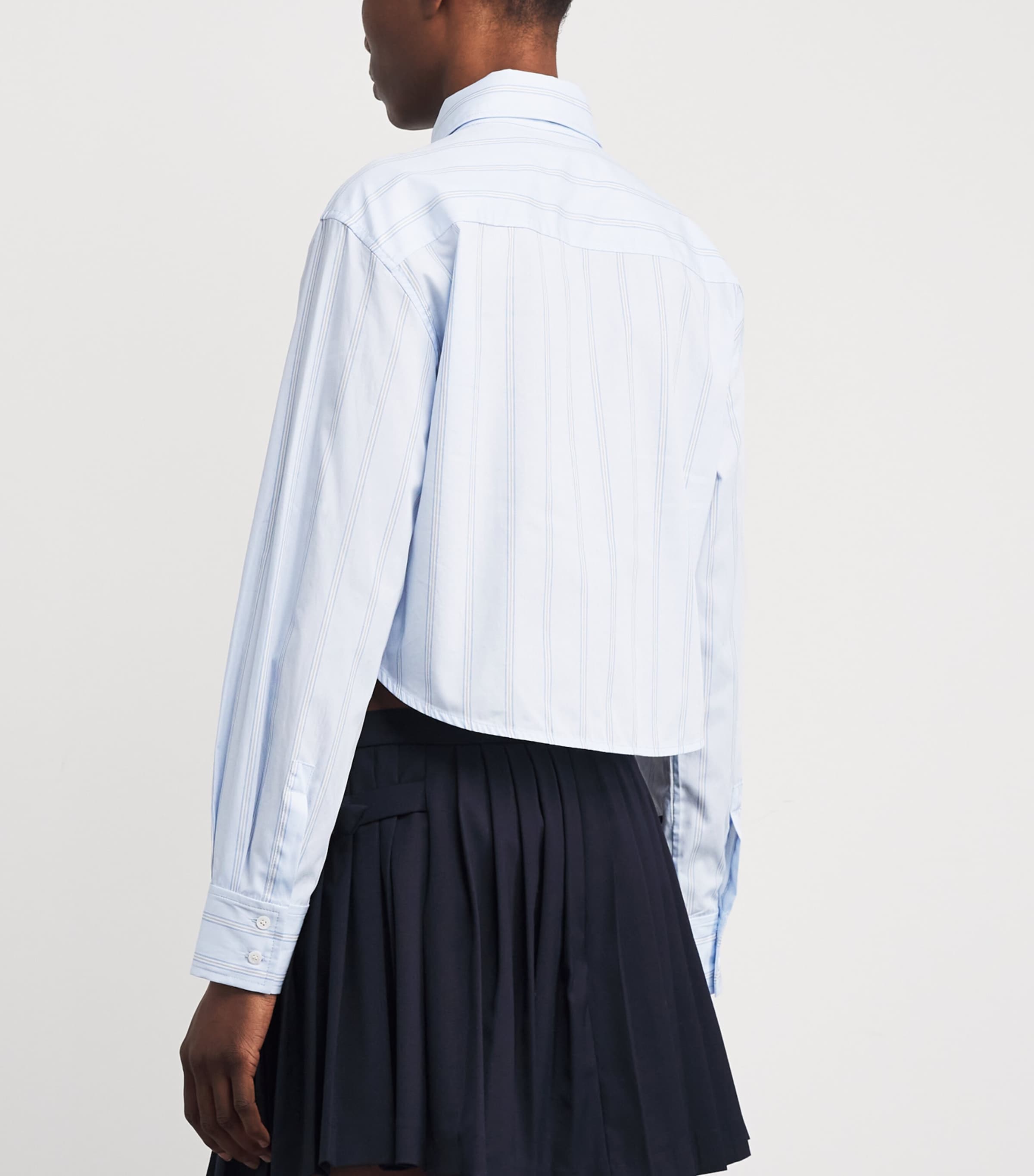 Cotton Tie Neck Shirt SKY BLUE Image 4