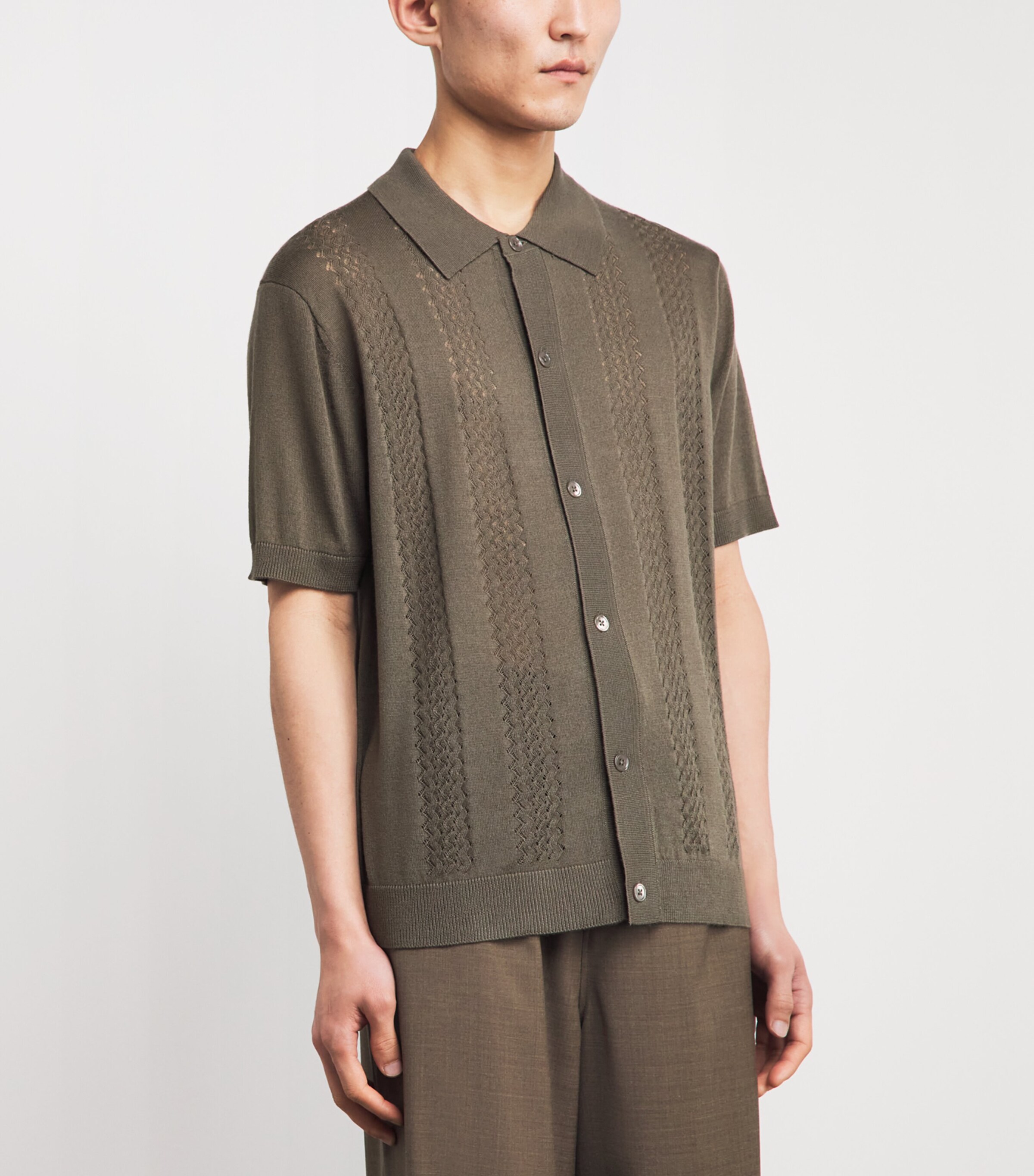 NN.07 Mens Wool-Blend Knitted Polo Shirt Mable Husk Image 4