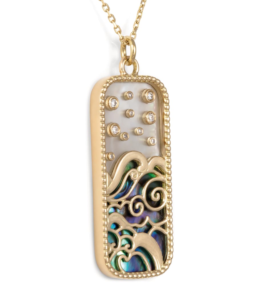 Yellow Gold, Diamond and Mother-of-Pearl Elements of Love Water Pendant Necklace YELLOW GOLD Image 5
