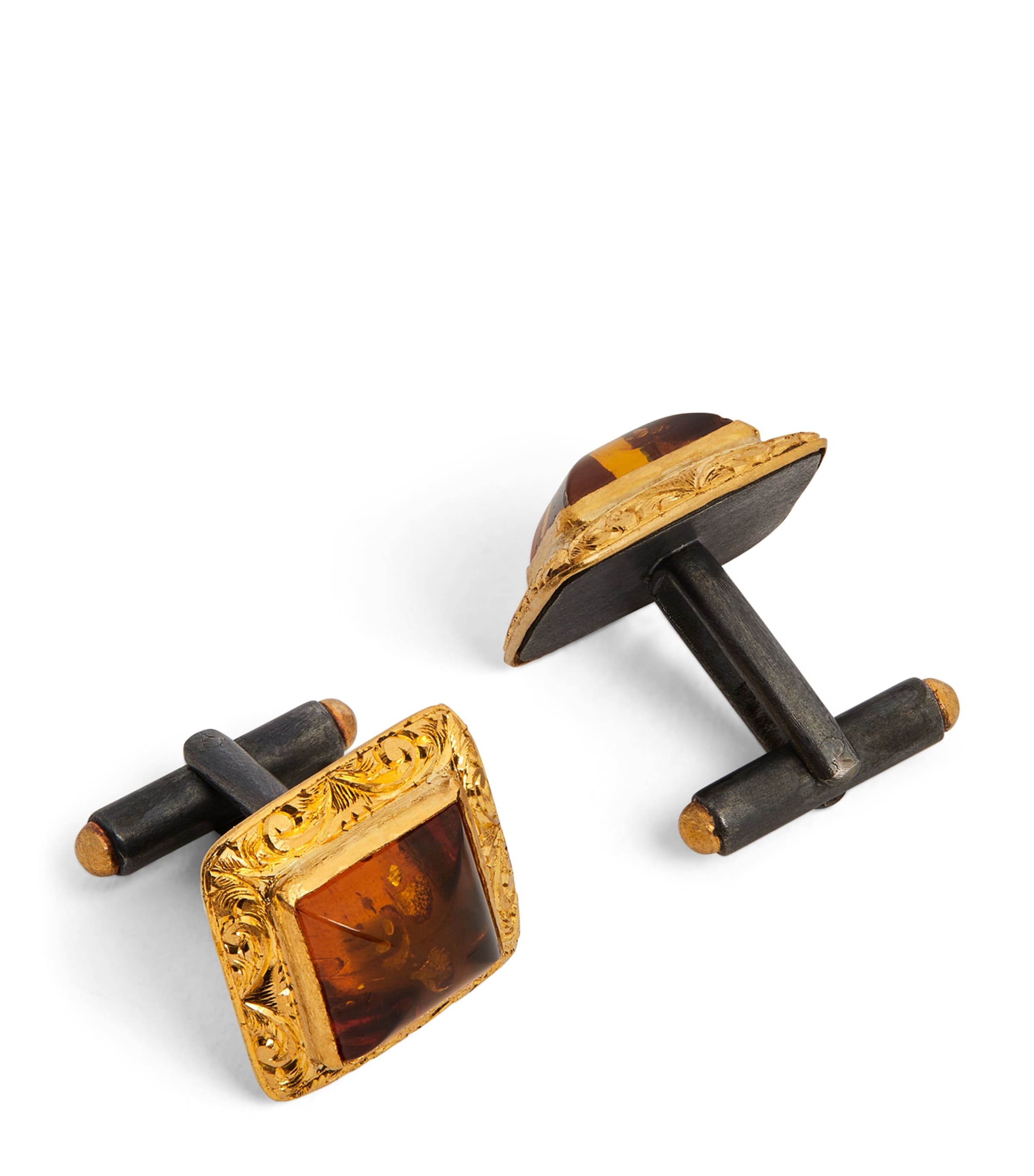 Brooski Amber And Gold Cufflinks