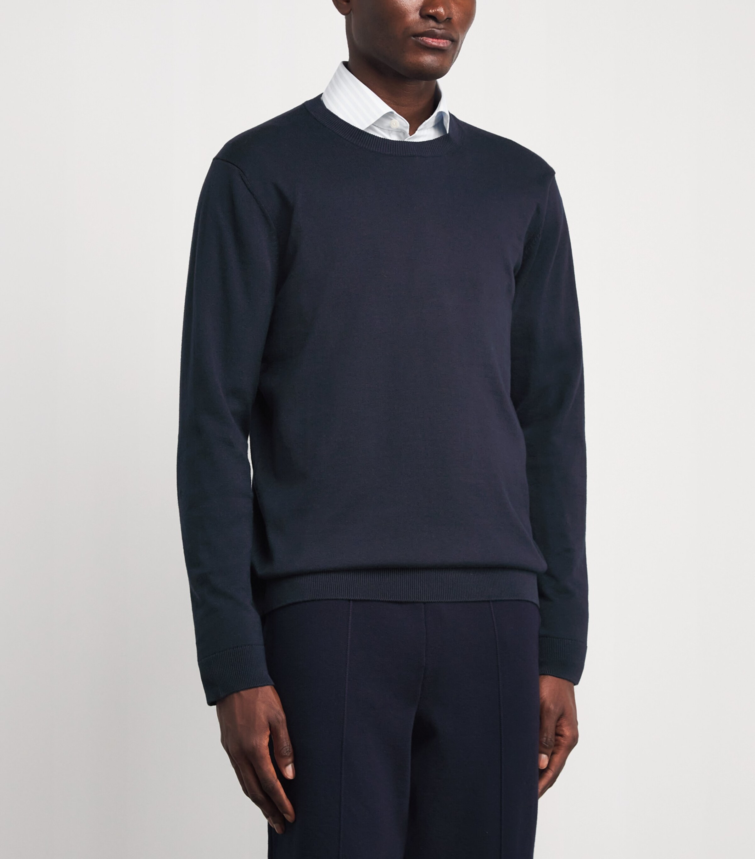 Falke Mens Cotton Crew-Neck Sweater Night Sky Image 4